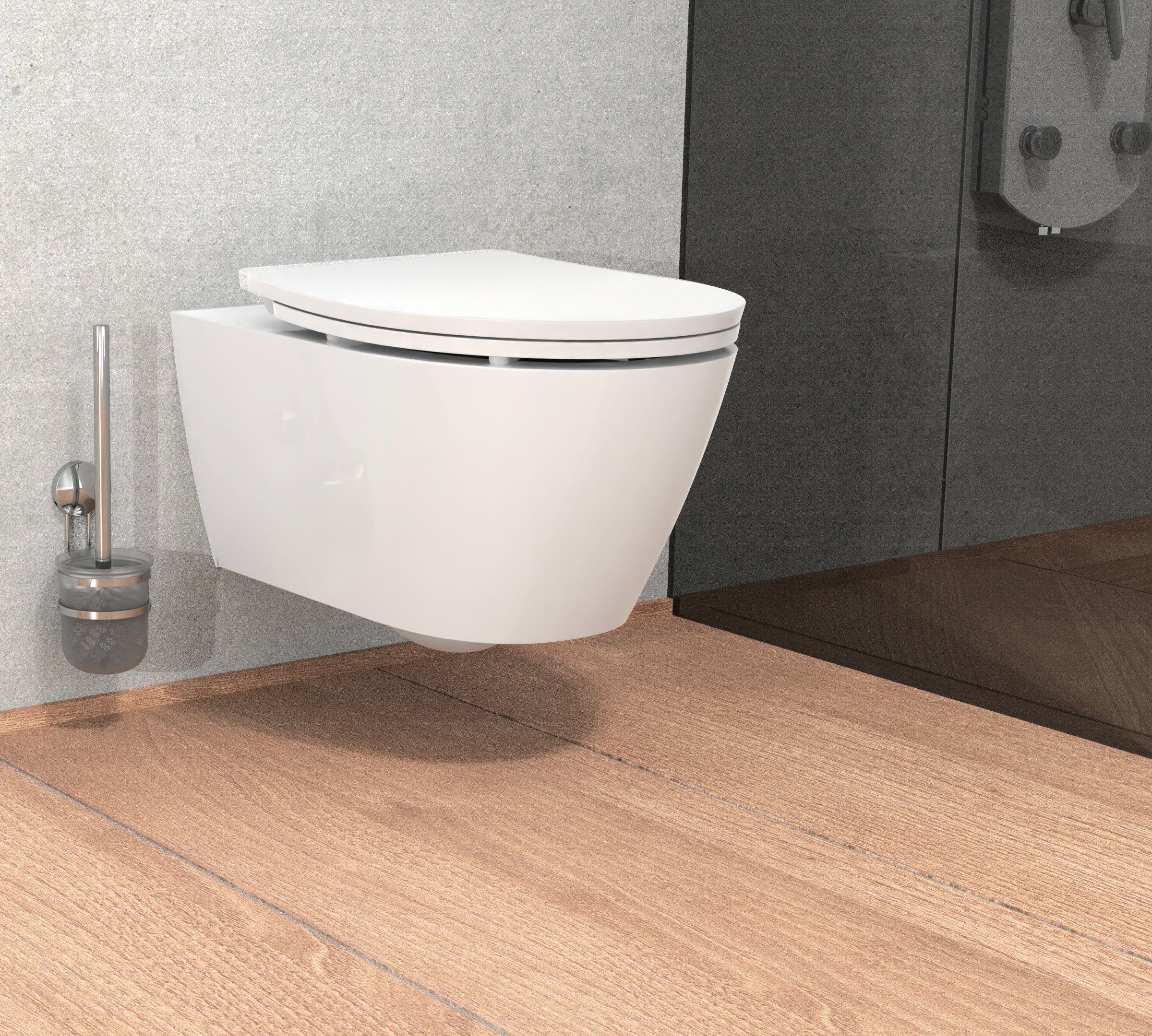 Eisl Toiletborstel Edelstaal, toiletborstelhouder, wandmontage zonder boren (1 stuk)