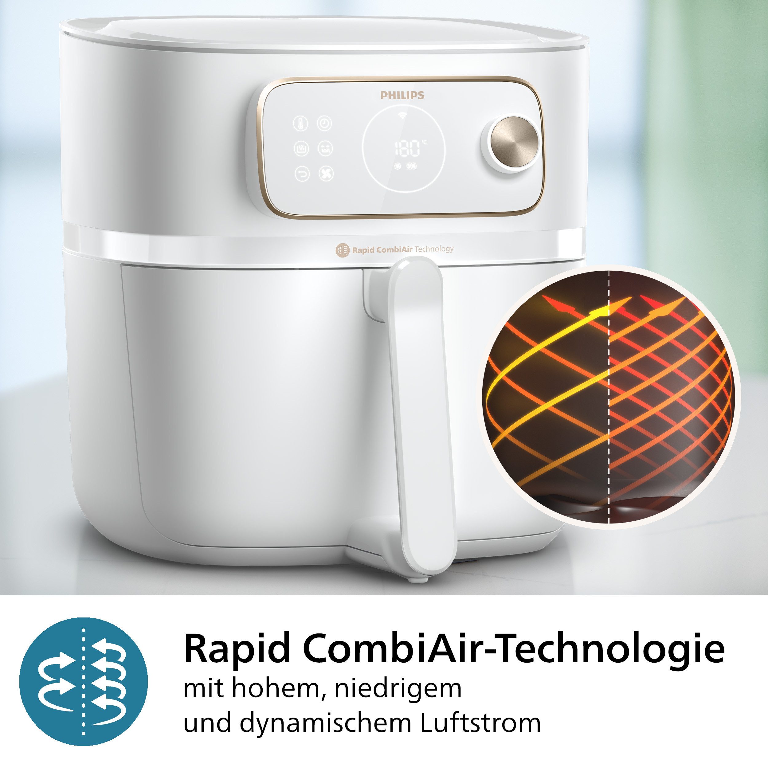 Philips Airfryer XXL Kombi HD9876/90, met 8,3 l, Rapid CombiAir technologie