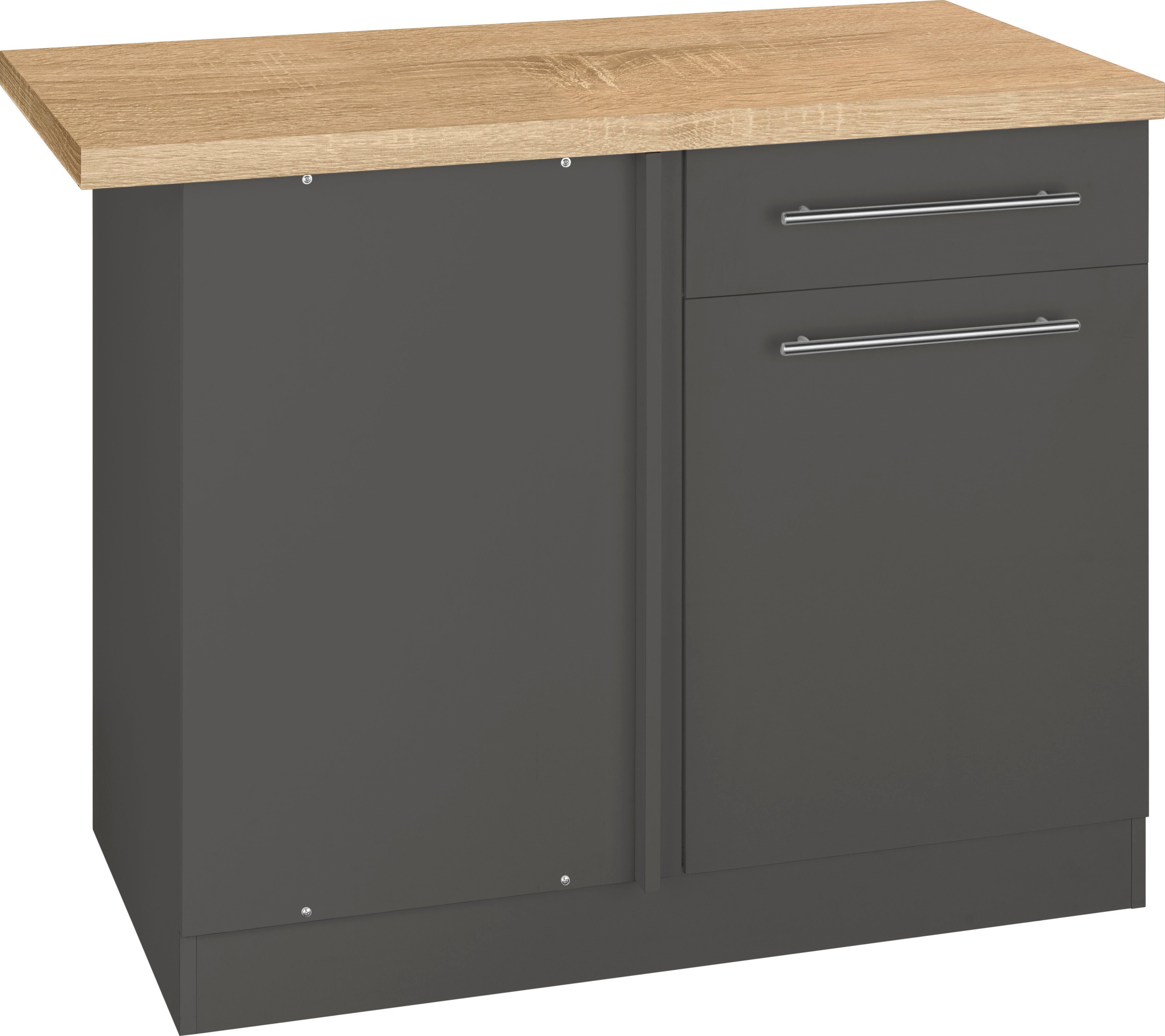 wiho Küchen Hoekonderkast Unna 110 cm breed onderkasten grijs