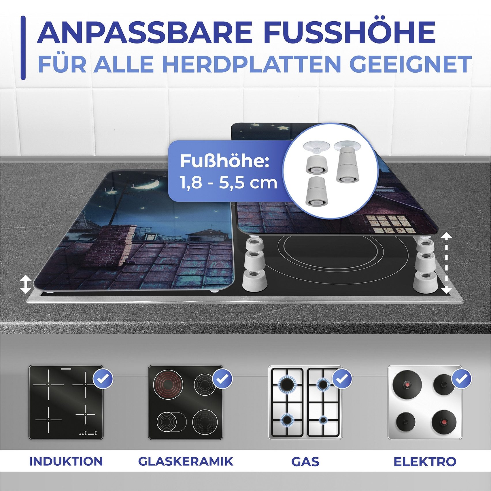 Maximex Kookplaatdeksel Universeel Model Maan Kat (set, 2-delig)