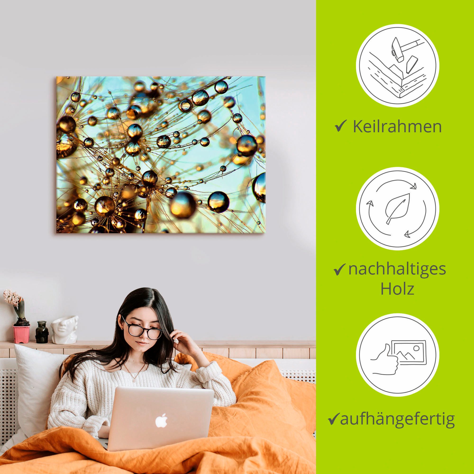 Artland Artprint op linnen Pluizenbol duizend druppel