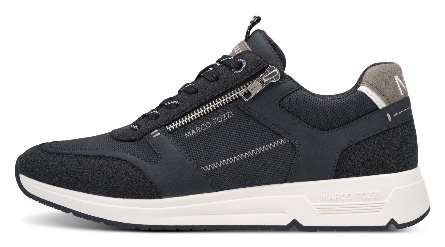 Marco Tozzi Sneakers met sleehak , vrijetijdsschoen, halfschoen, veterschoen met praktische rits