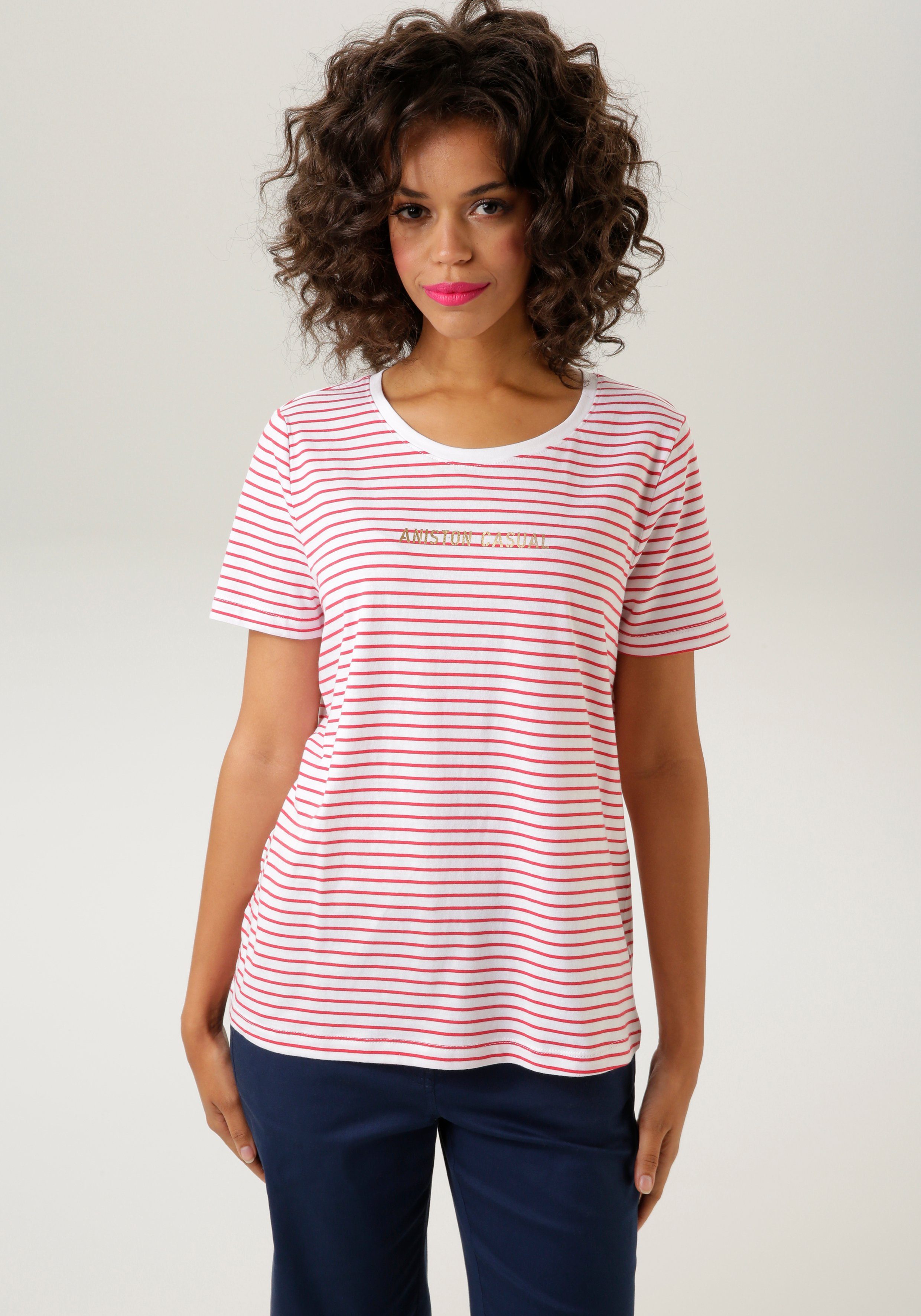 Aniston CASUAL T-shirt met streepdessin dames t-shirts maat 36/38 wit