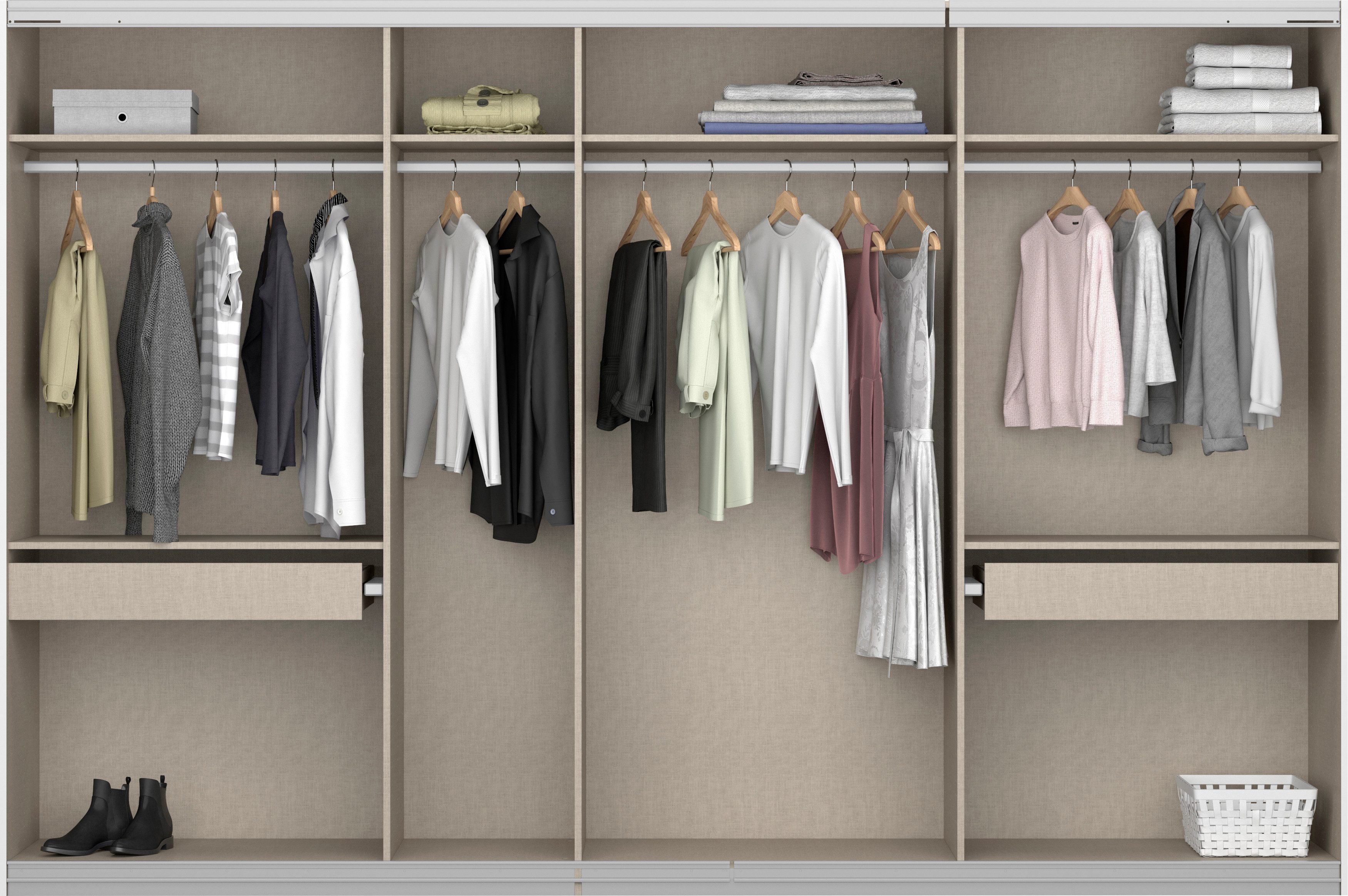 rauch Zweefdeurkast Kledingkast kast garderobe BESTSELLER KOLUNA met spiegel inclusief 2 binnenladen en extra legplanken made in germany