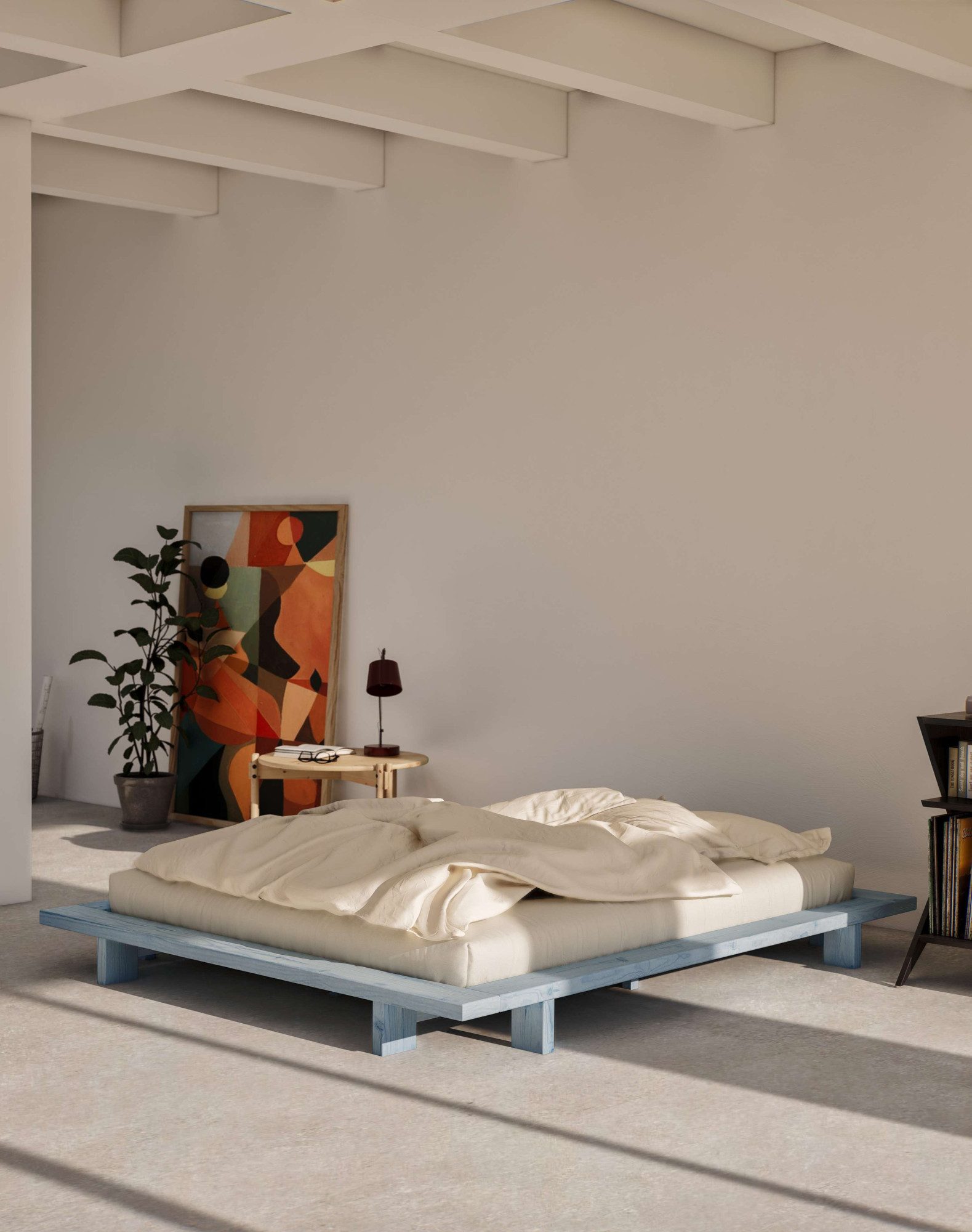 Karup Bedframe JAPAN BED grondbed, houten frame, futonbed, jeugdbed, houten bed Massief houten bed met lattenbodem, massief grenen, bed zonder hoofdeinde