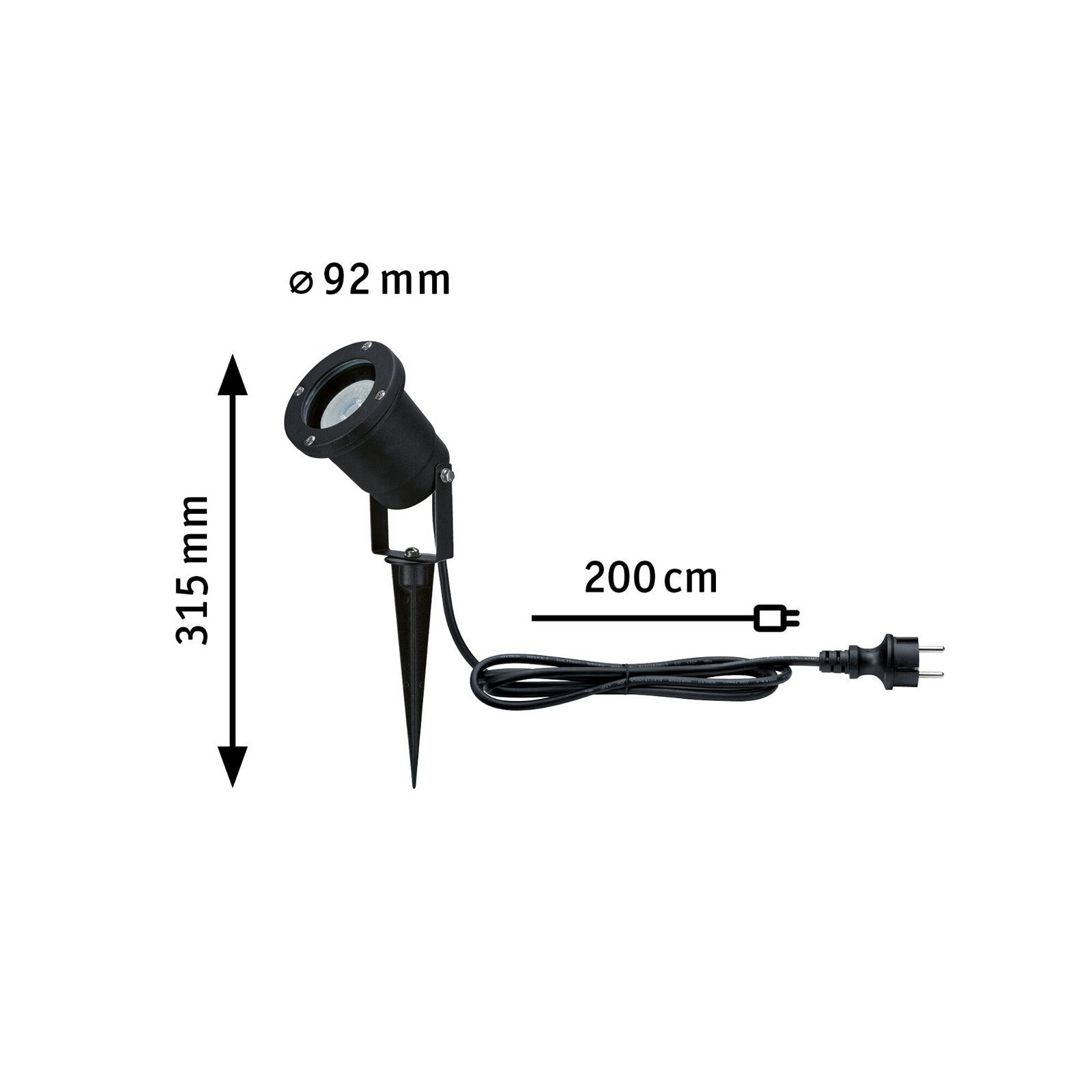 Paulmann Led-tuinlamp IP65 rond 92mm 2200K 4,3W 320lm 230V 38-38° Zwart Metaal (1 stuk)