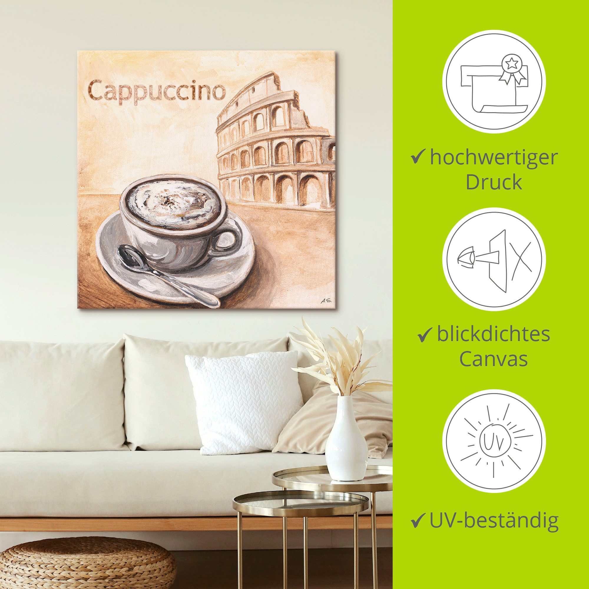 Artland Artprint Cappuccino in Rome als artprint op linnen in verschillende maten
