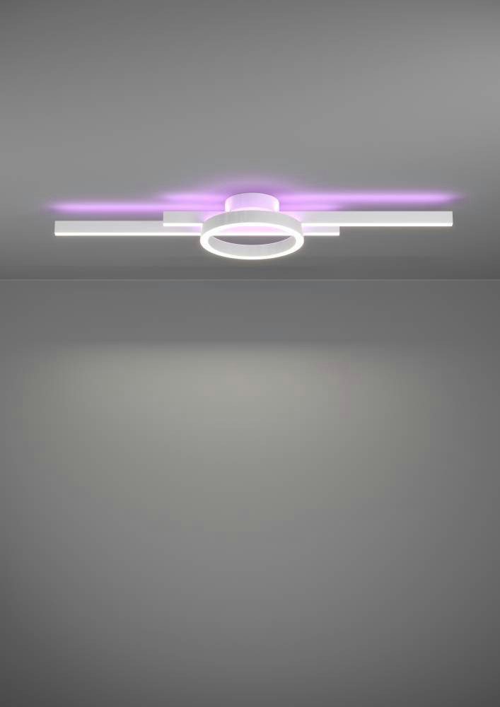 EGLO Plafondlamp AMANDOLO Deckenlampe, Alu, Stahl und Kunststoff, Flurlampe, Lampe dimmbare plafondlamp, afstandsbediening, metaal in wit, rgb backlight (1 stuk)