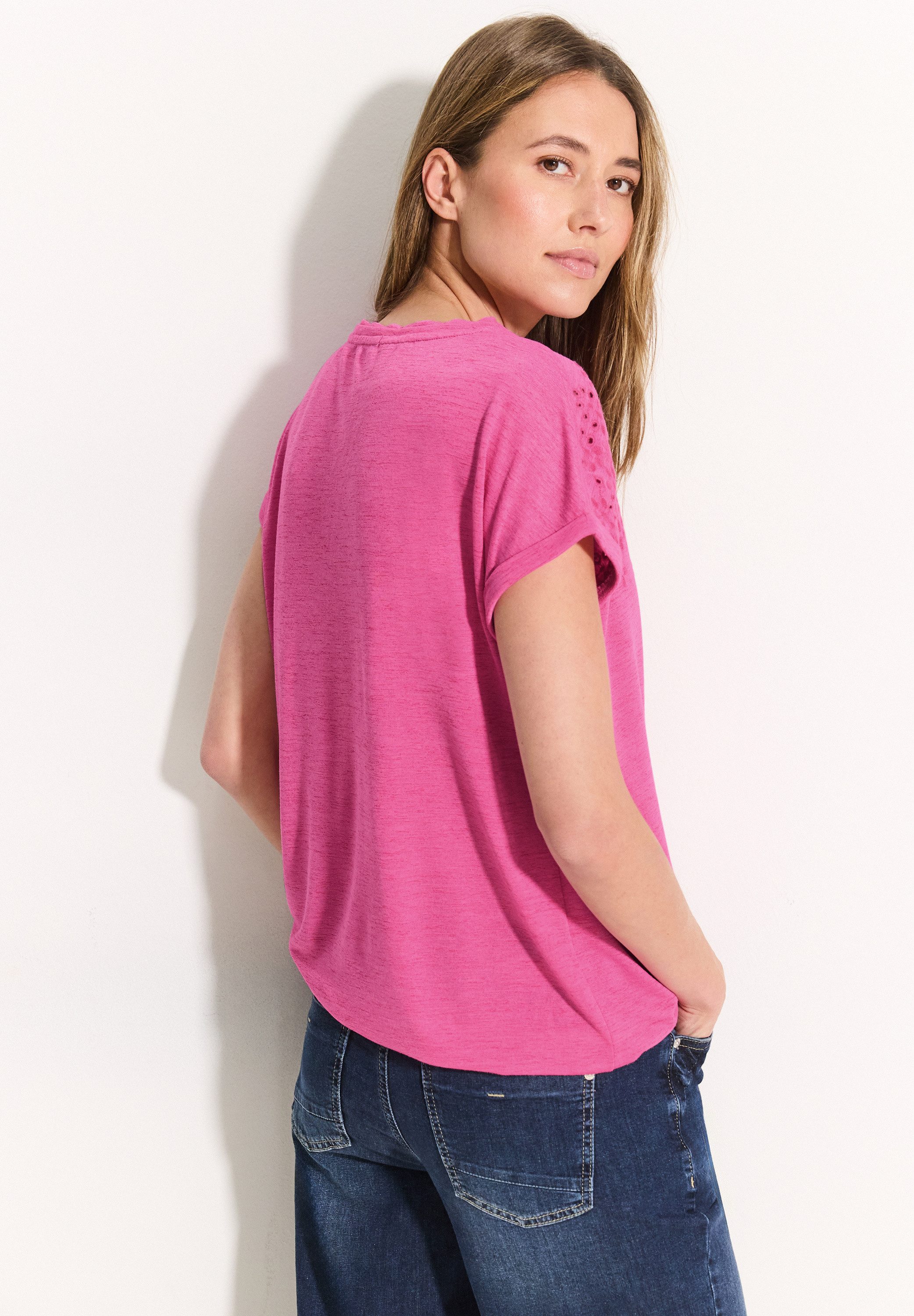 Cecil Shirt met korte mouwen met broderie anglaise