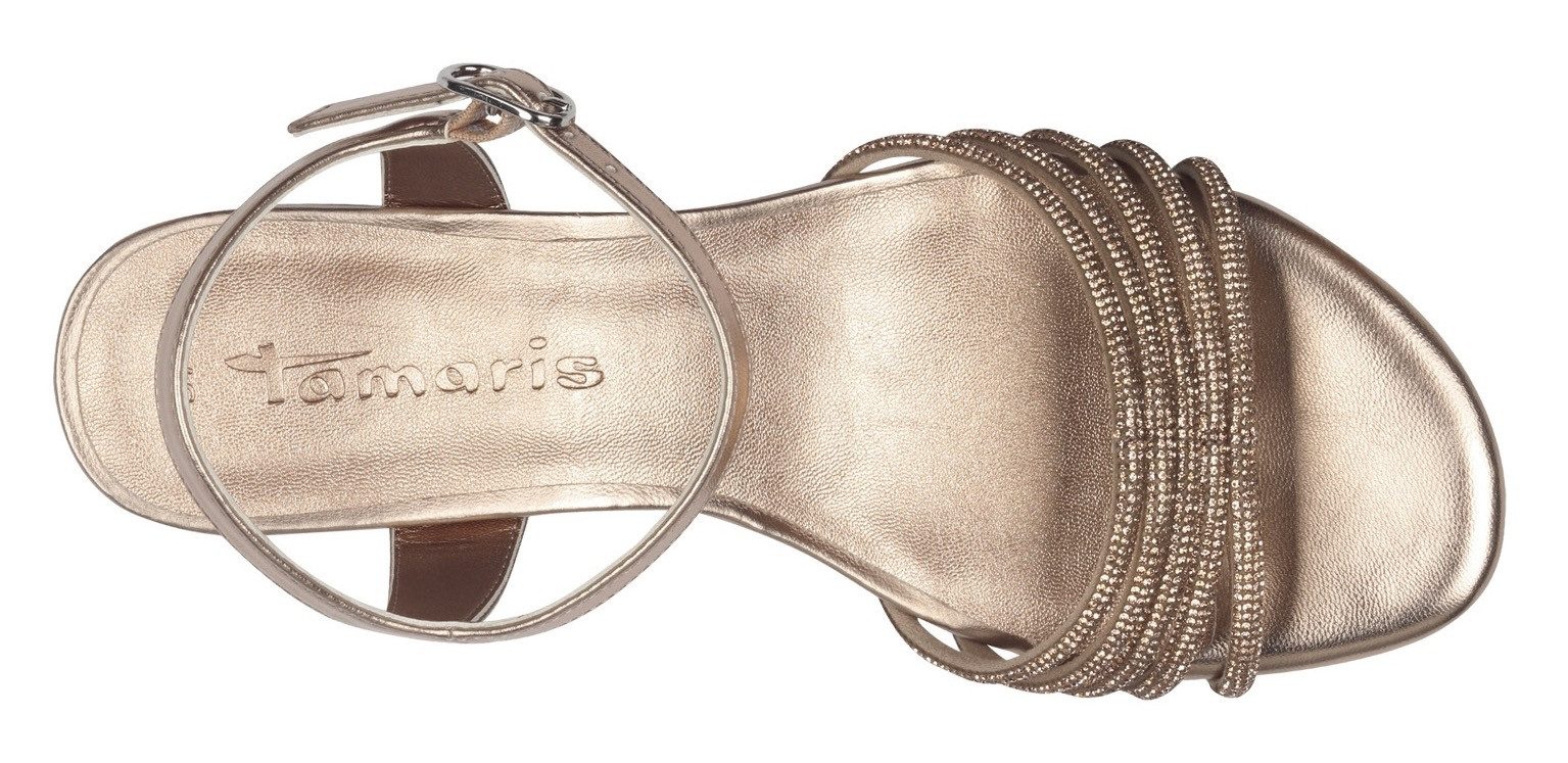 Tamaris Sandaaltjes , blokhak, feestdagenschuh, avondschuh met fonkelende sierstenen