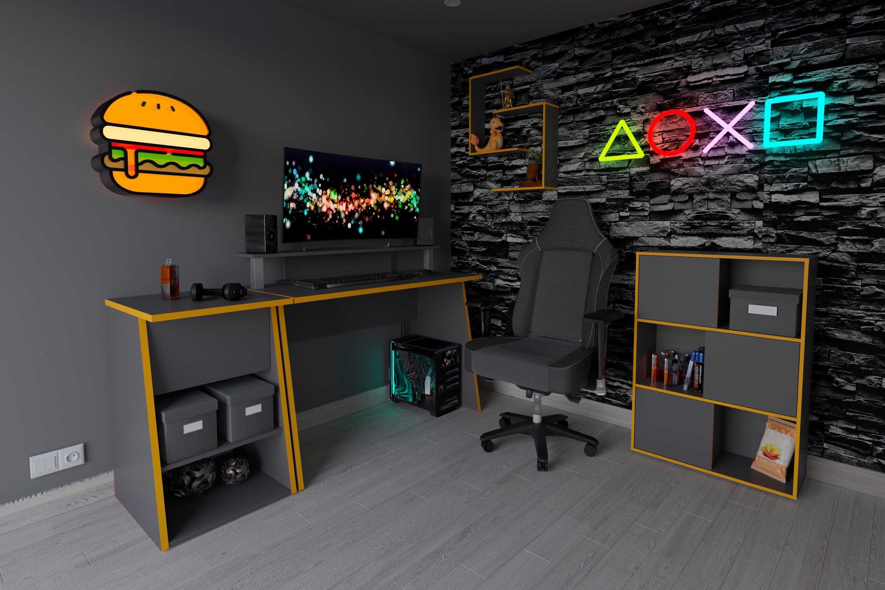 FMD Bijzettafel Zocker Aanvulling op gamingtafel Zocker