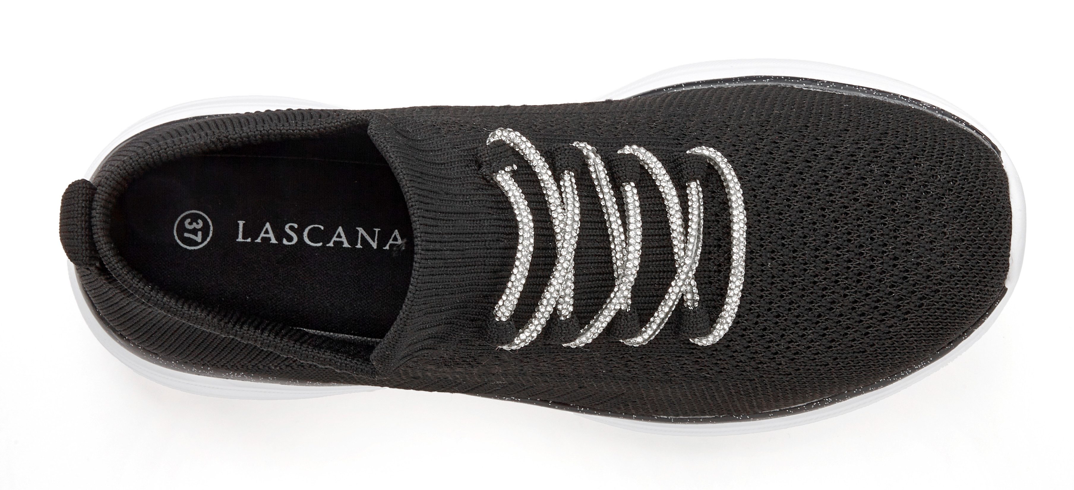 Lascana Sneakers met modieuze glinsterende veters vegan