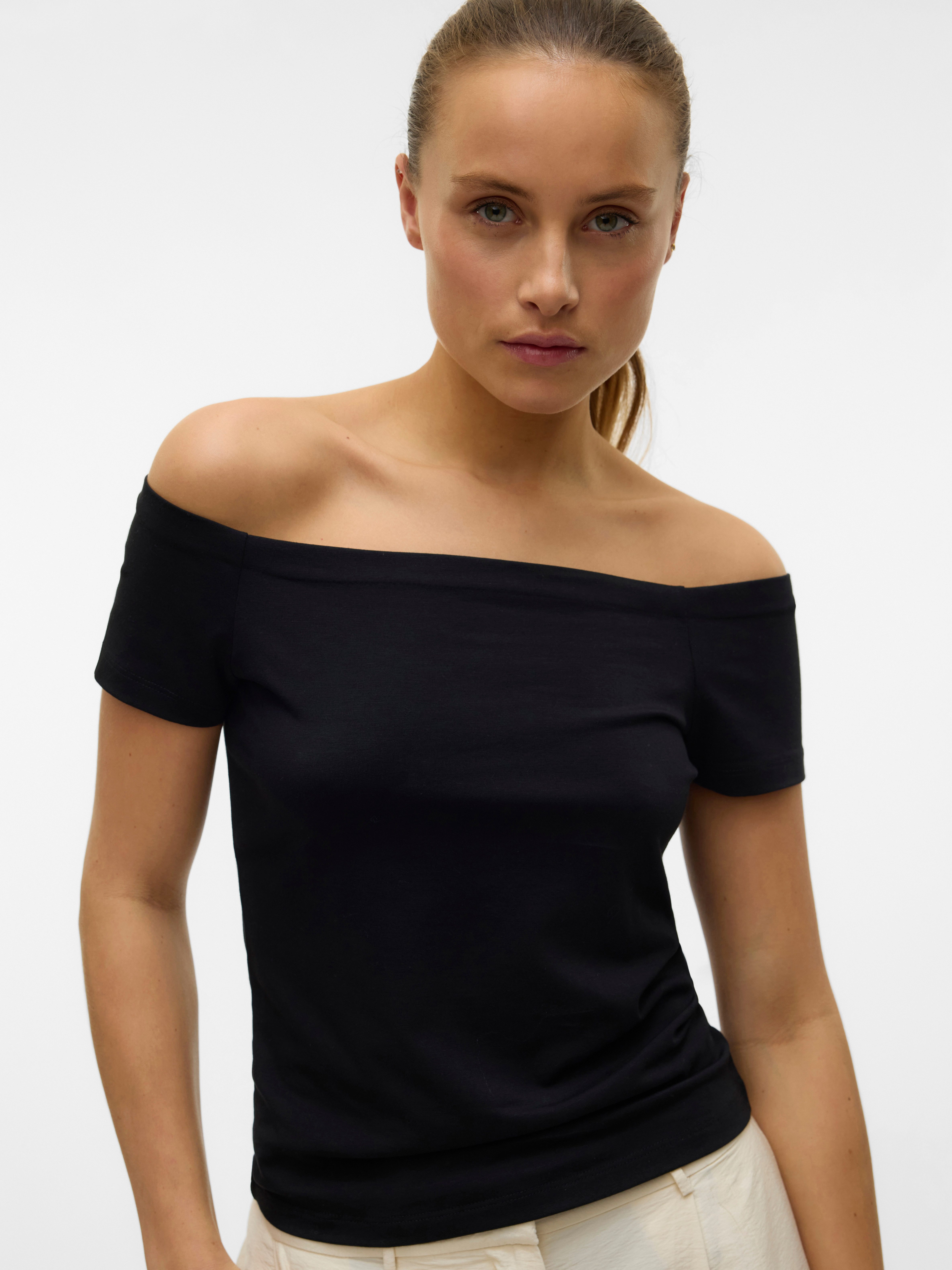 Vero Moda Shirt met korte mouwen VMPANDA OFF-SHOULDER TOP JRS GA NOOS
