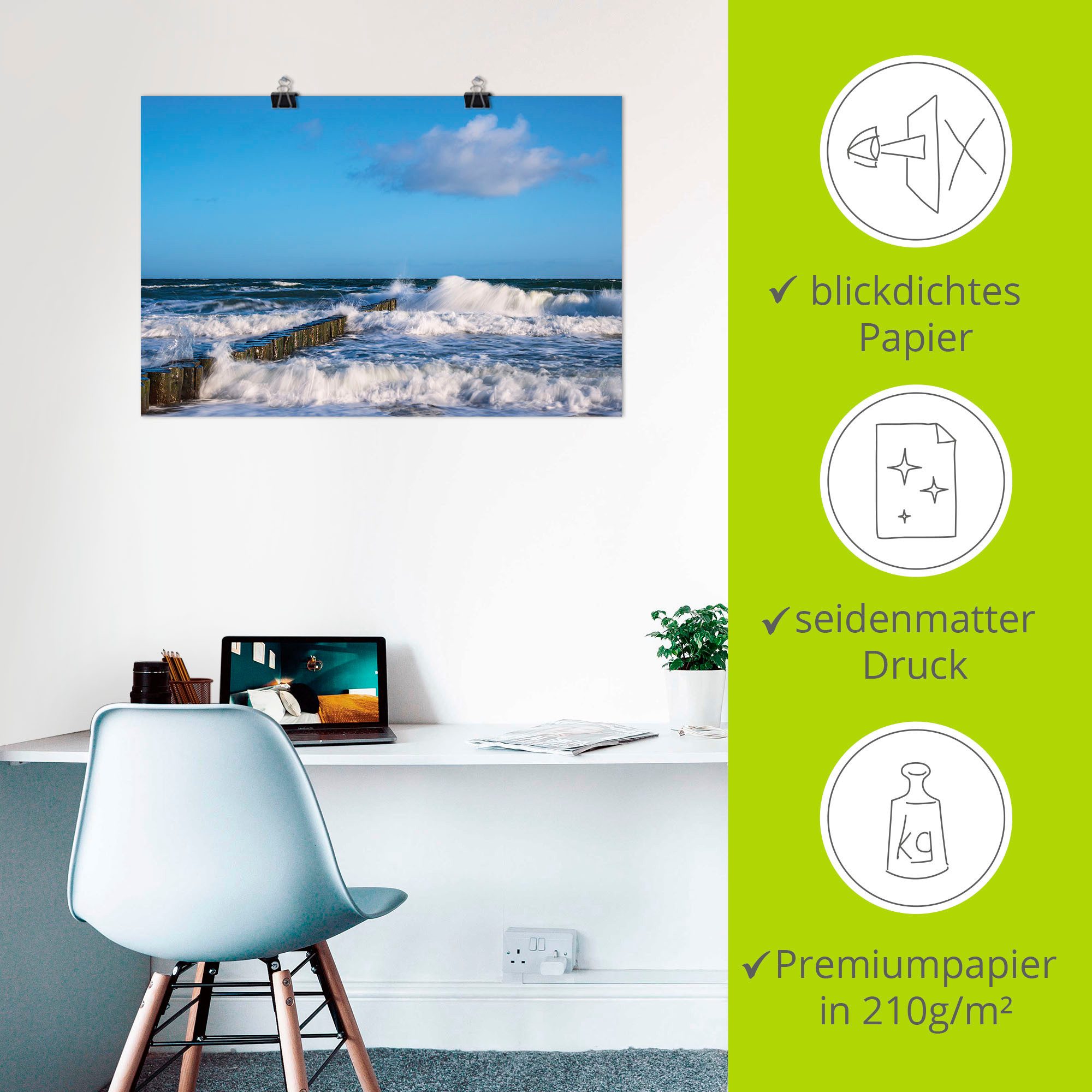 Artland Artprint Blik op de kust van de Oostzee II als artprint van aluminium, artprint voor buiten, artprint op linnen, poster in verschillende maten. maten