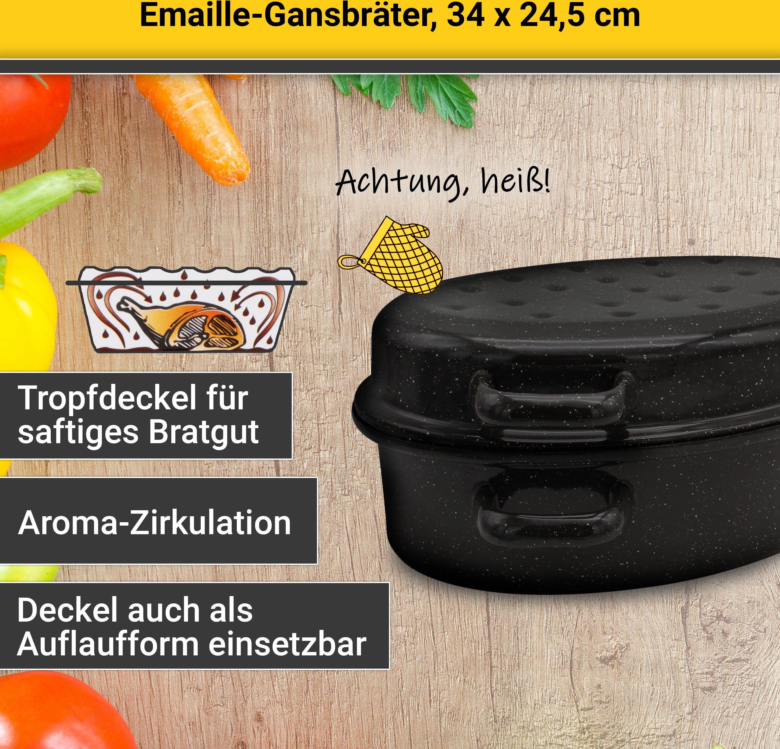 Krüger Braadpan Gansbraadpan met druipdeksel voor inductiekookvelden geschikt
