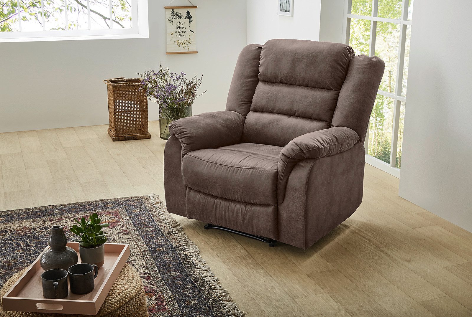 Jockenhöfer Gruppe Fauteuil Cleveland met ligfunctie door halfautomatische relaxfunctie, vering