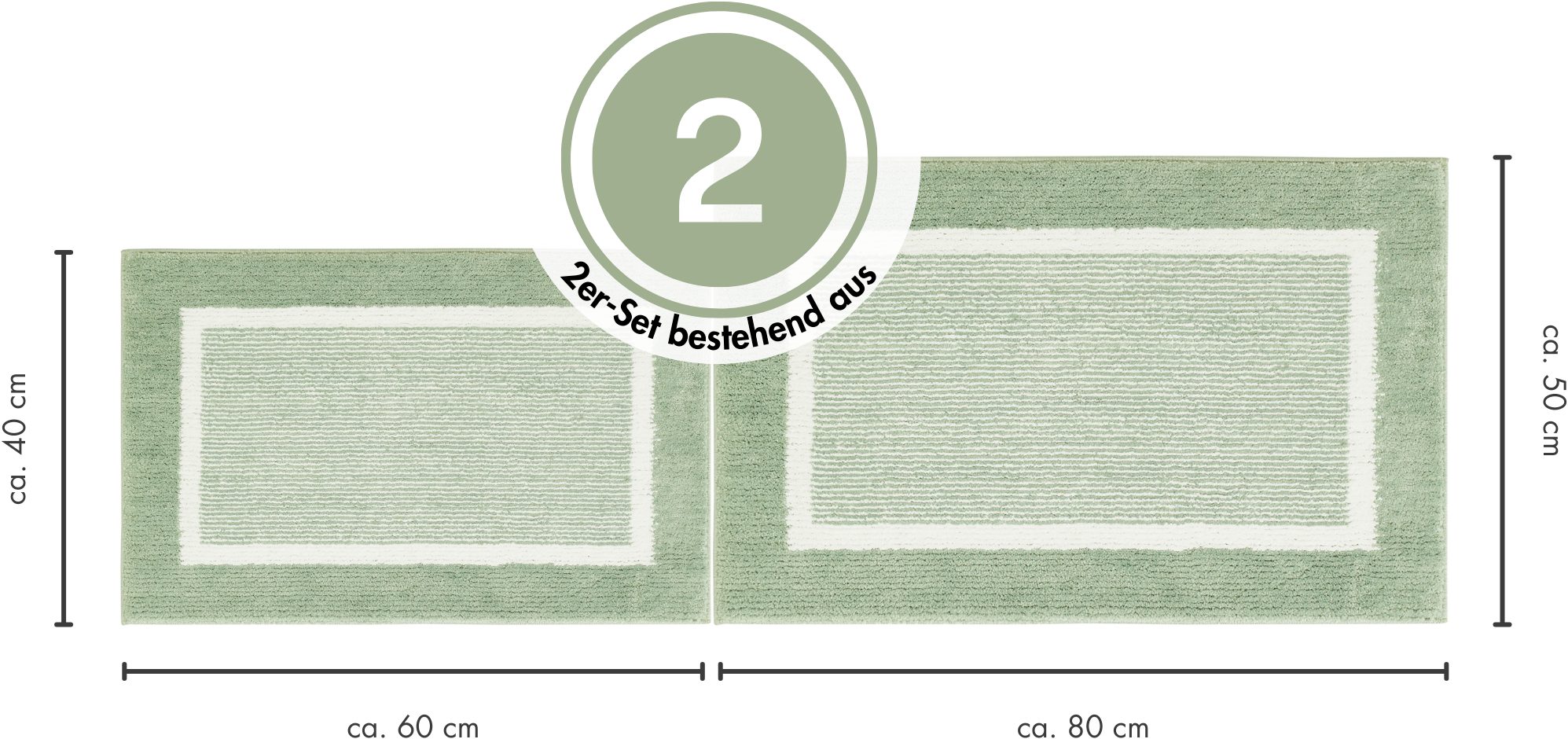 Andiamo Badmat Maui gestreept, met bies, ook verkrijgbaar als 2-delige set