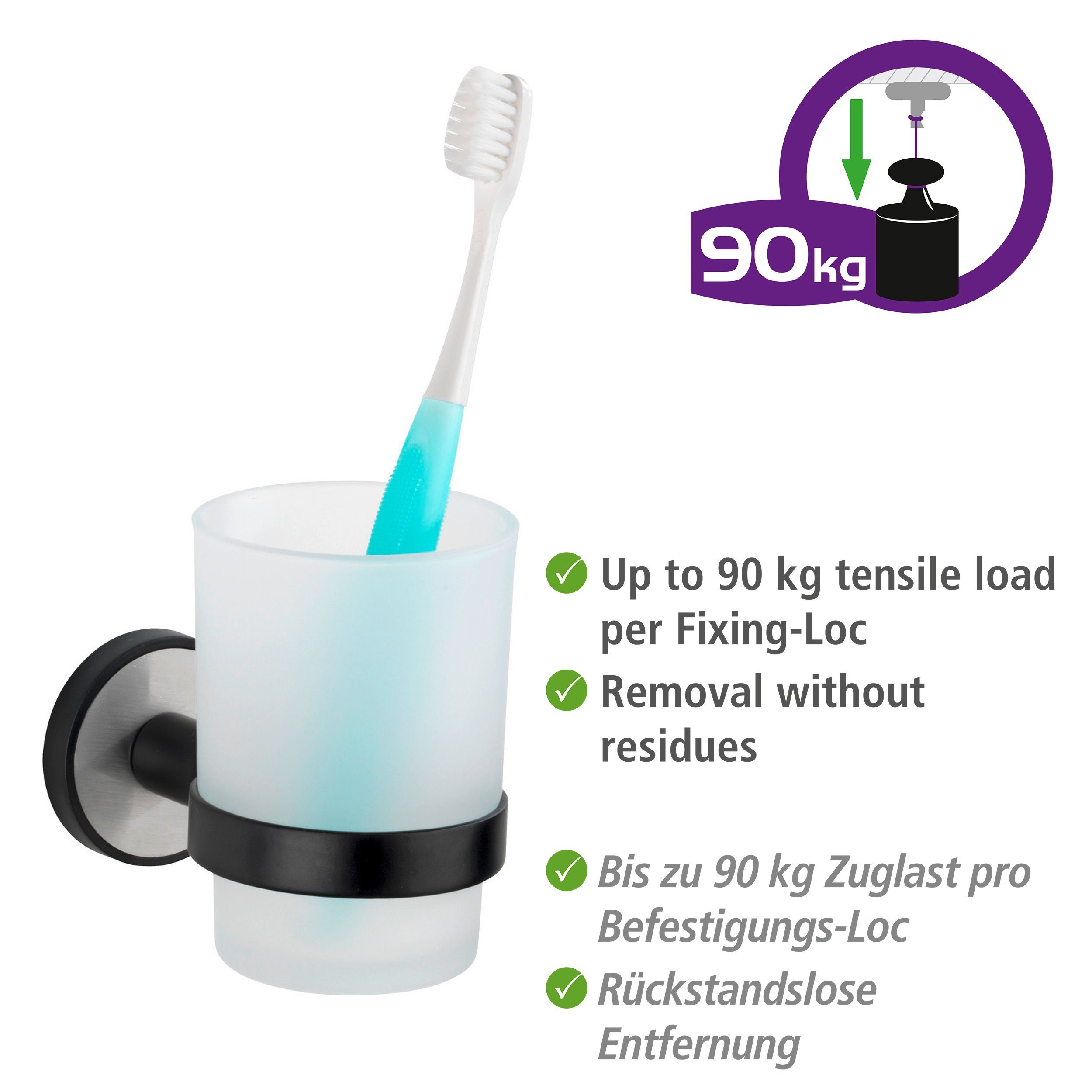 WENKO Poetsbeker UV-Loc® Udine bevestigen zonder boren met innovatief plaksysteem