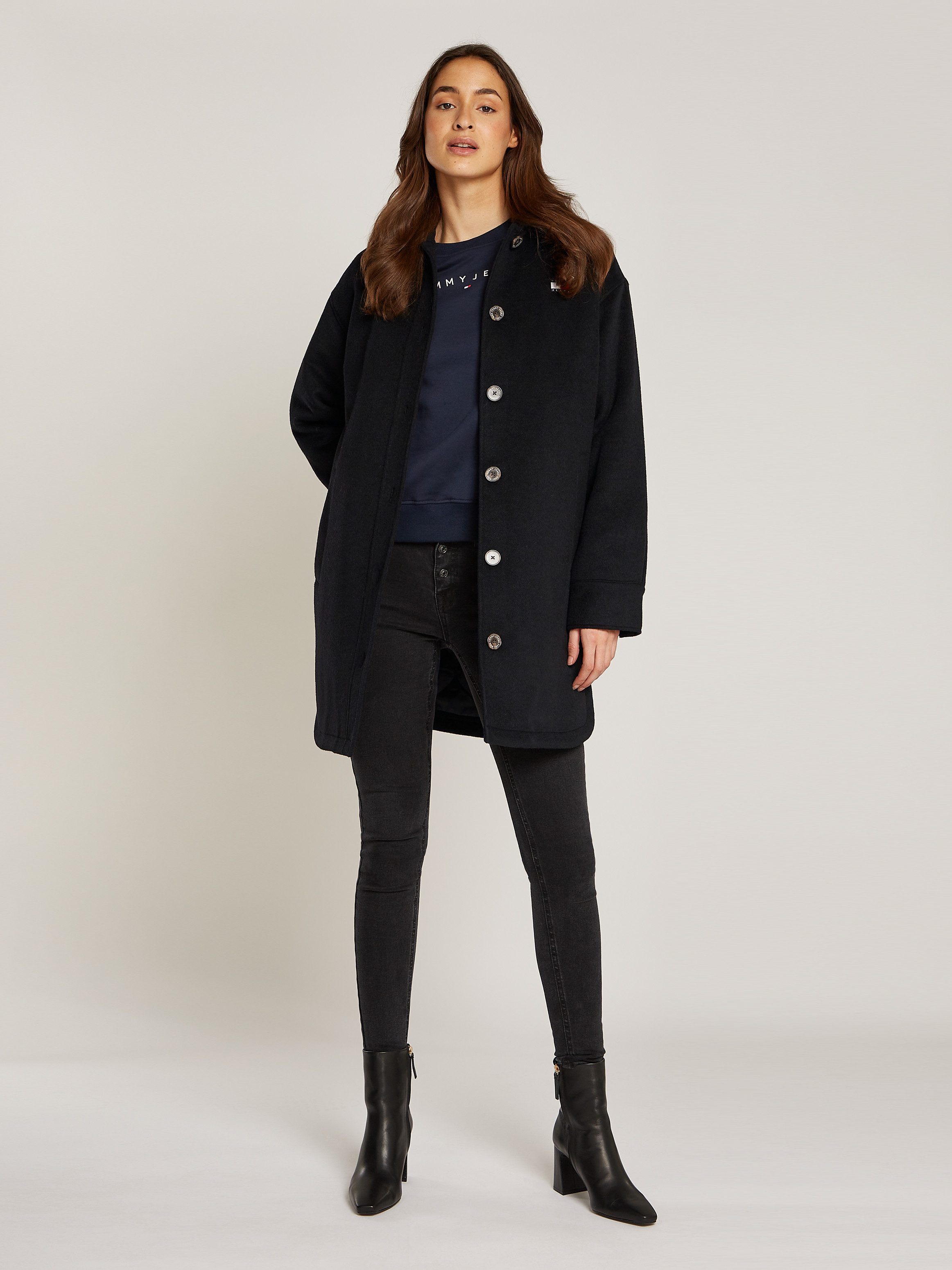 Tommy Jeans Curve Korte jas TJW WOOL COAT EXT in grote maten met wolpercentage
