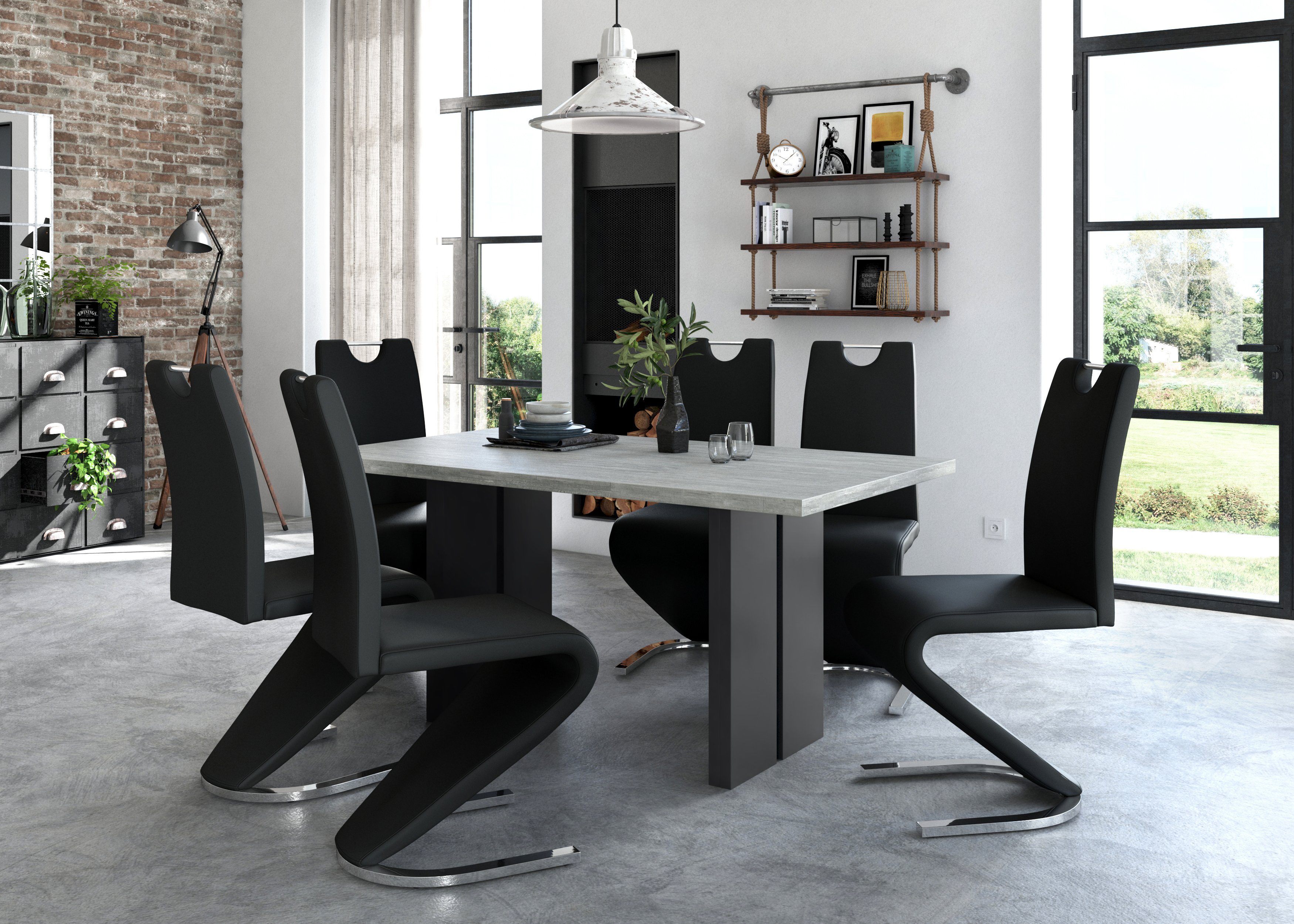 Homexperts Eetkamerstoel Zora 02 Bekleding in imitatieleer, rugleuning met handgreep voor eenvoudig terugtrekken (set, 2 stuks)