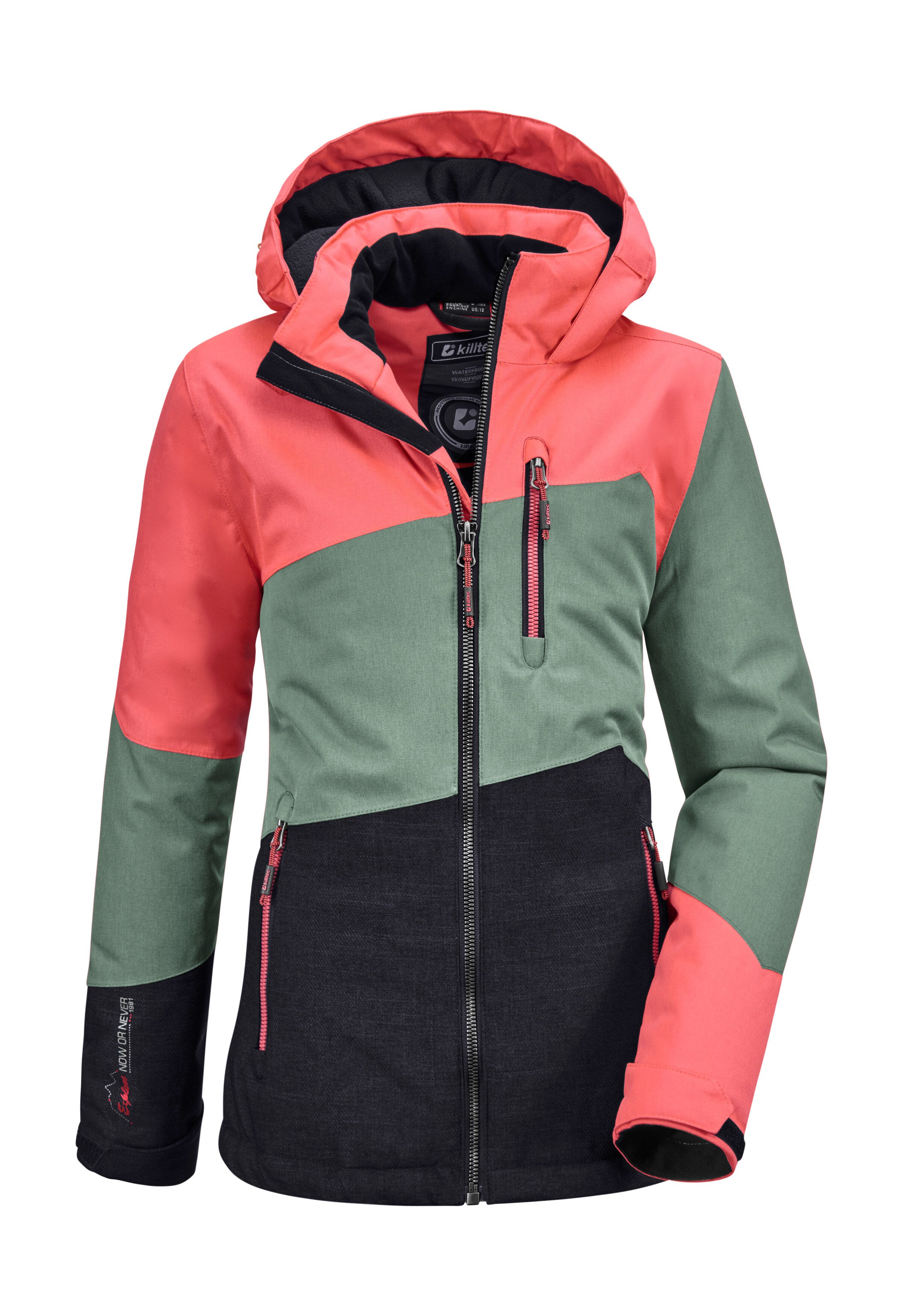 Killtec Outdoorjack Lynge GRLS JCKT B Waterdichte winterjas met capuchon, fleece, verstelbare mouwen