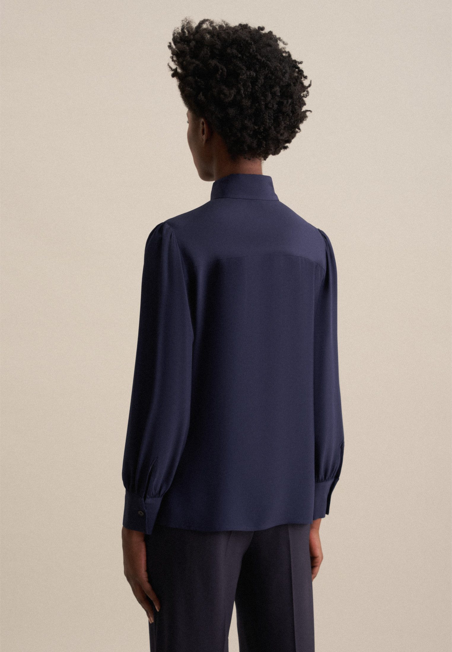 seidensticker Overhemdblouse Zwarte roos Lange mouwen kraag uni