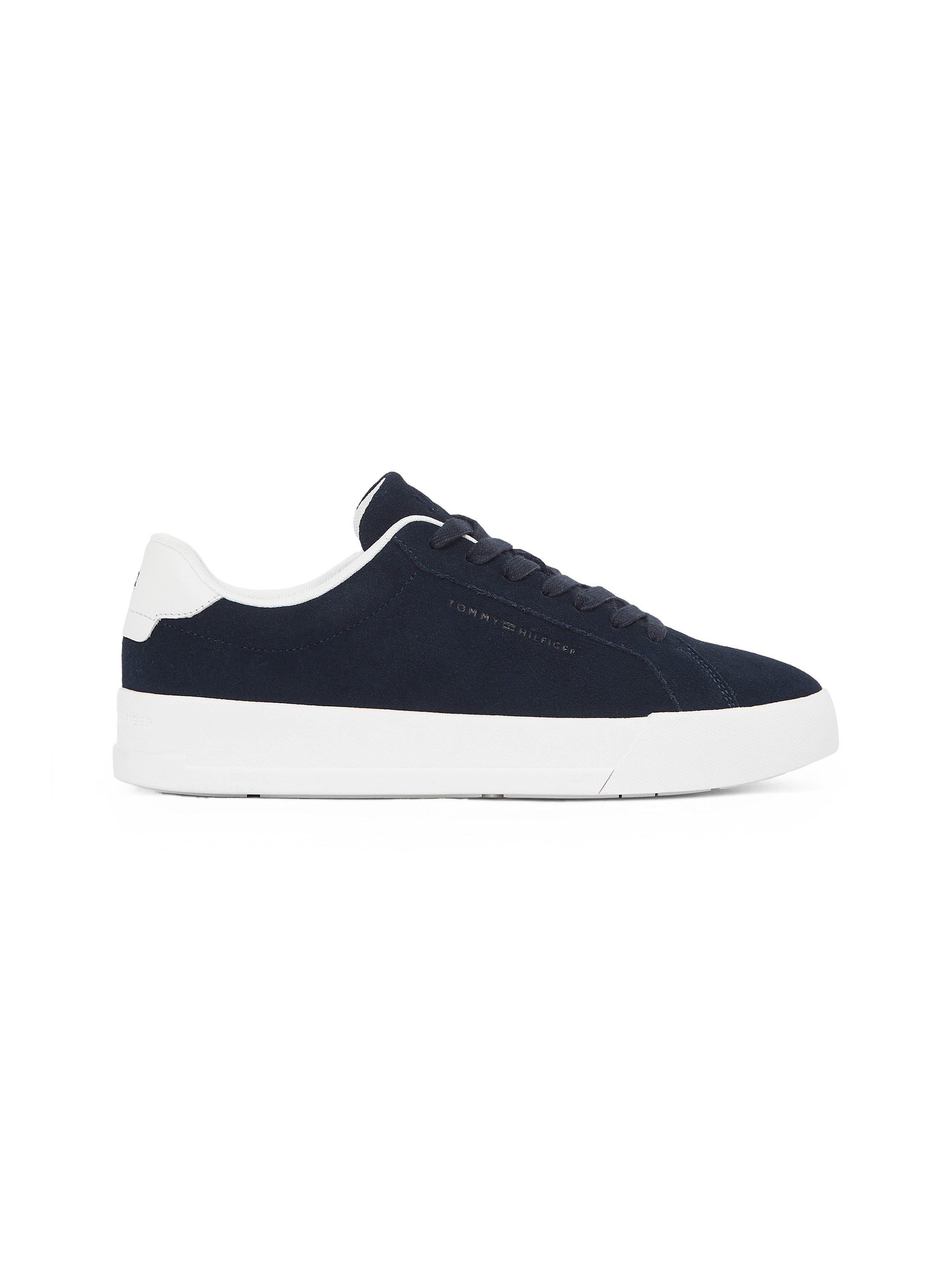 Tommy Hilfiger Plateausneakers TH COURT BETTER SUEDE vrijetijdsschoen, lage schoen, veterschoen met zijlogo