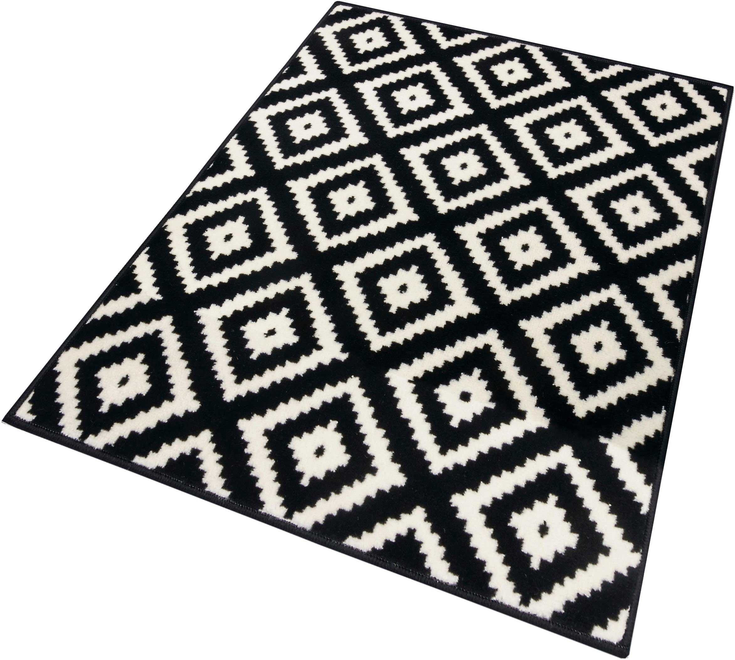 Modern vloerkleed ruiten Diamond - zwart/crème 200x290 cm