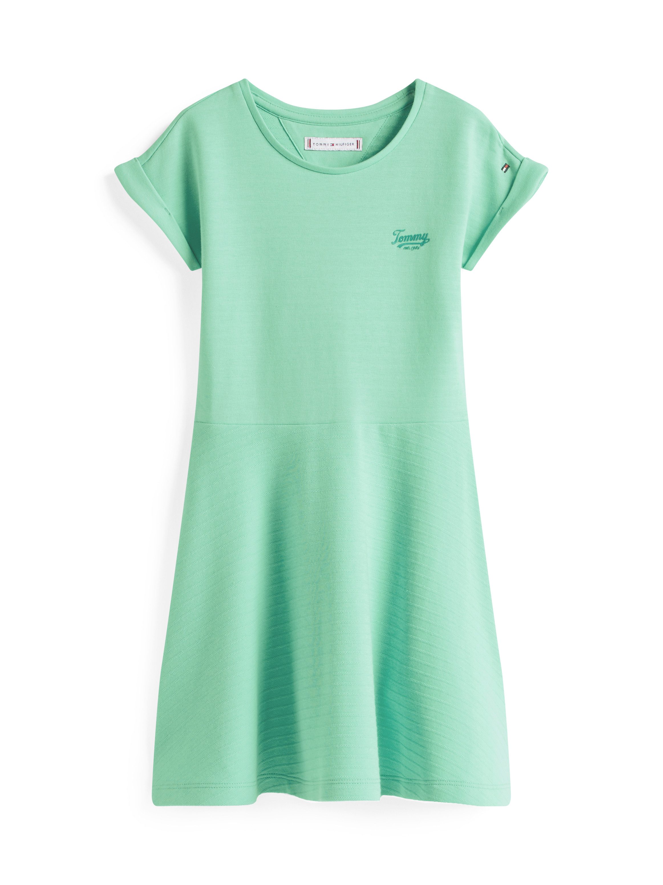 Tommy Hilfiger Jerseyjurk SPACER INTERLOCK DRESS voor kinderen tot 16 jaar met logo-opdruk