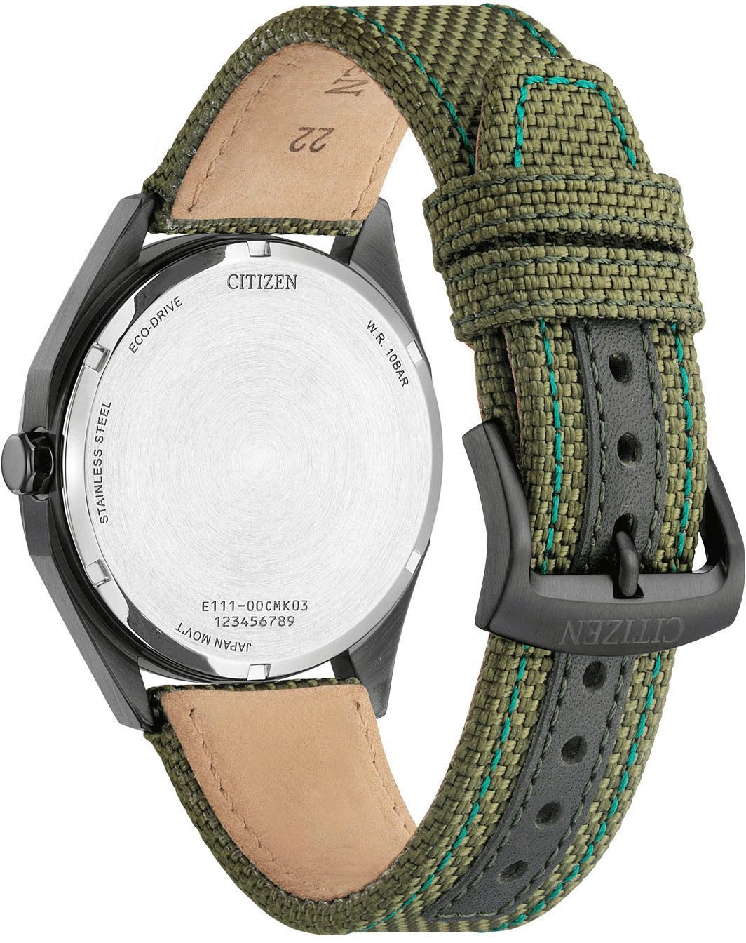 Citizen Solarhorloge Polshorloge, herenhorloge, roestvrijstalen band, analoog, datum, Eco-Drive