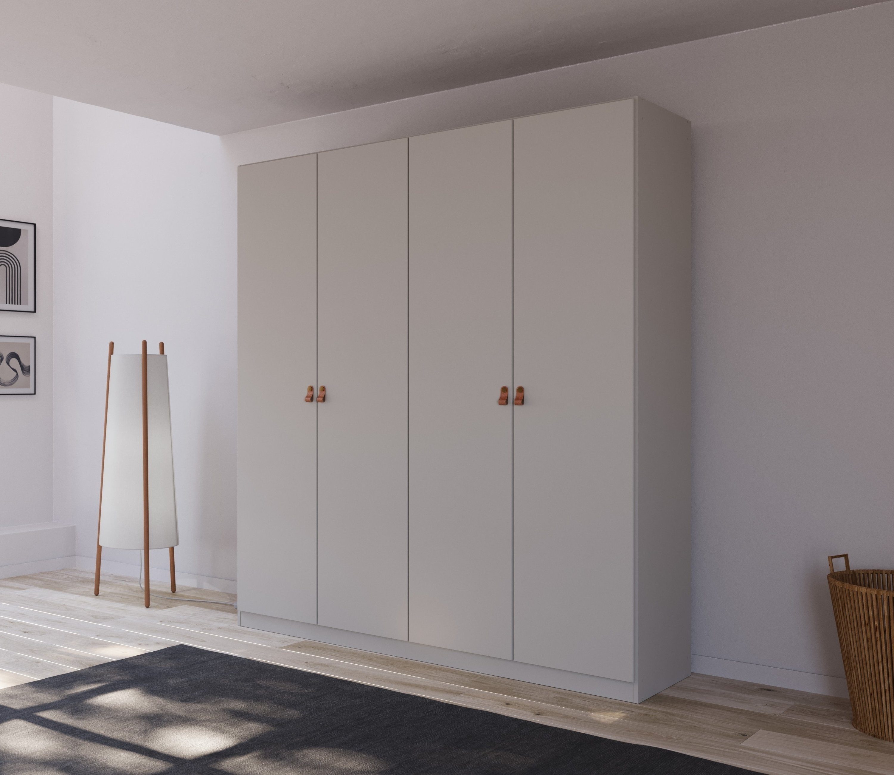 rauch Draaideurkast Homey by Quadra Spin met greeplussen van zacht, cognacbruin leer