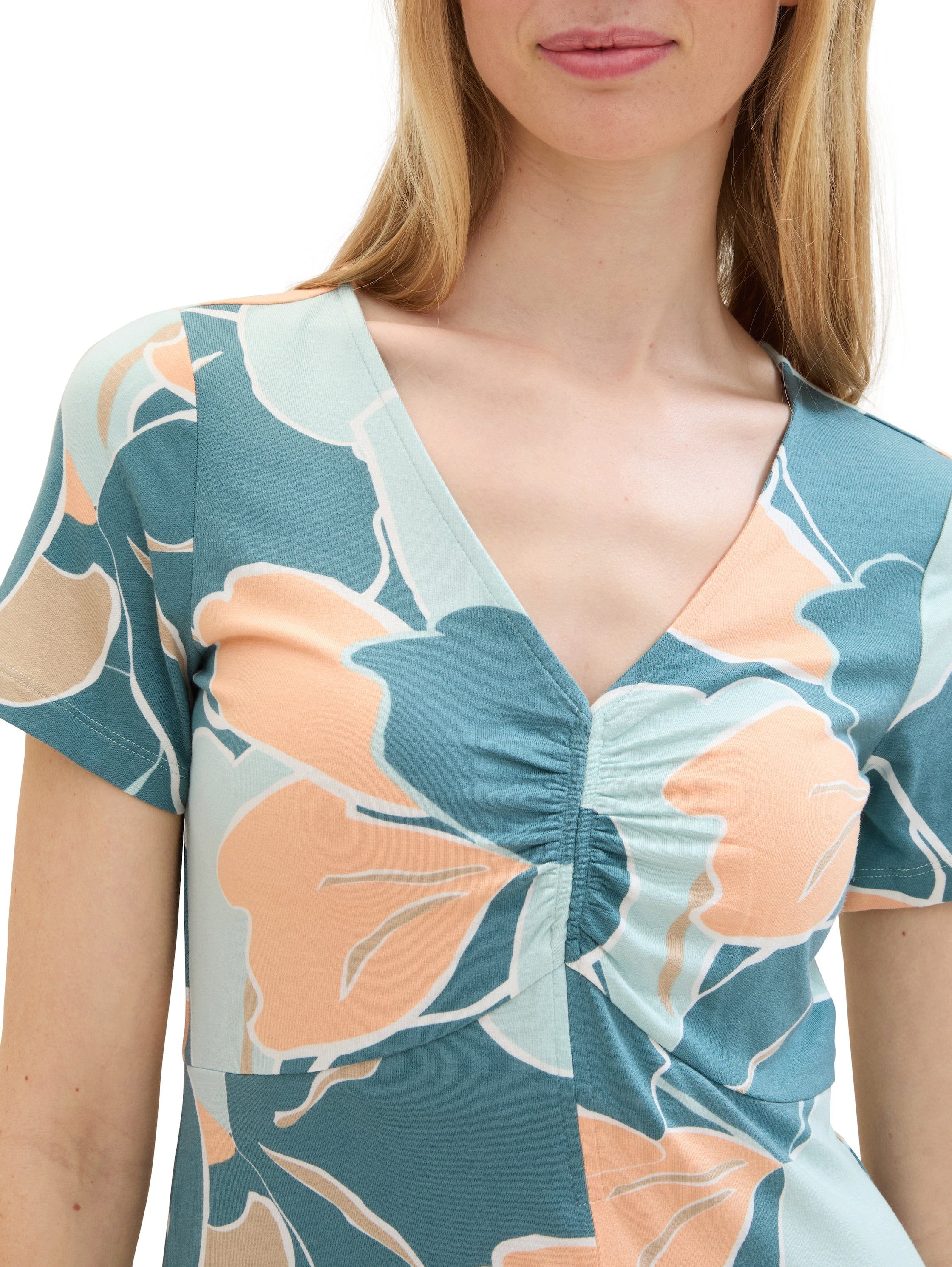 Tom Tailor Mini-jurk met allover-print en v-hals