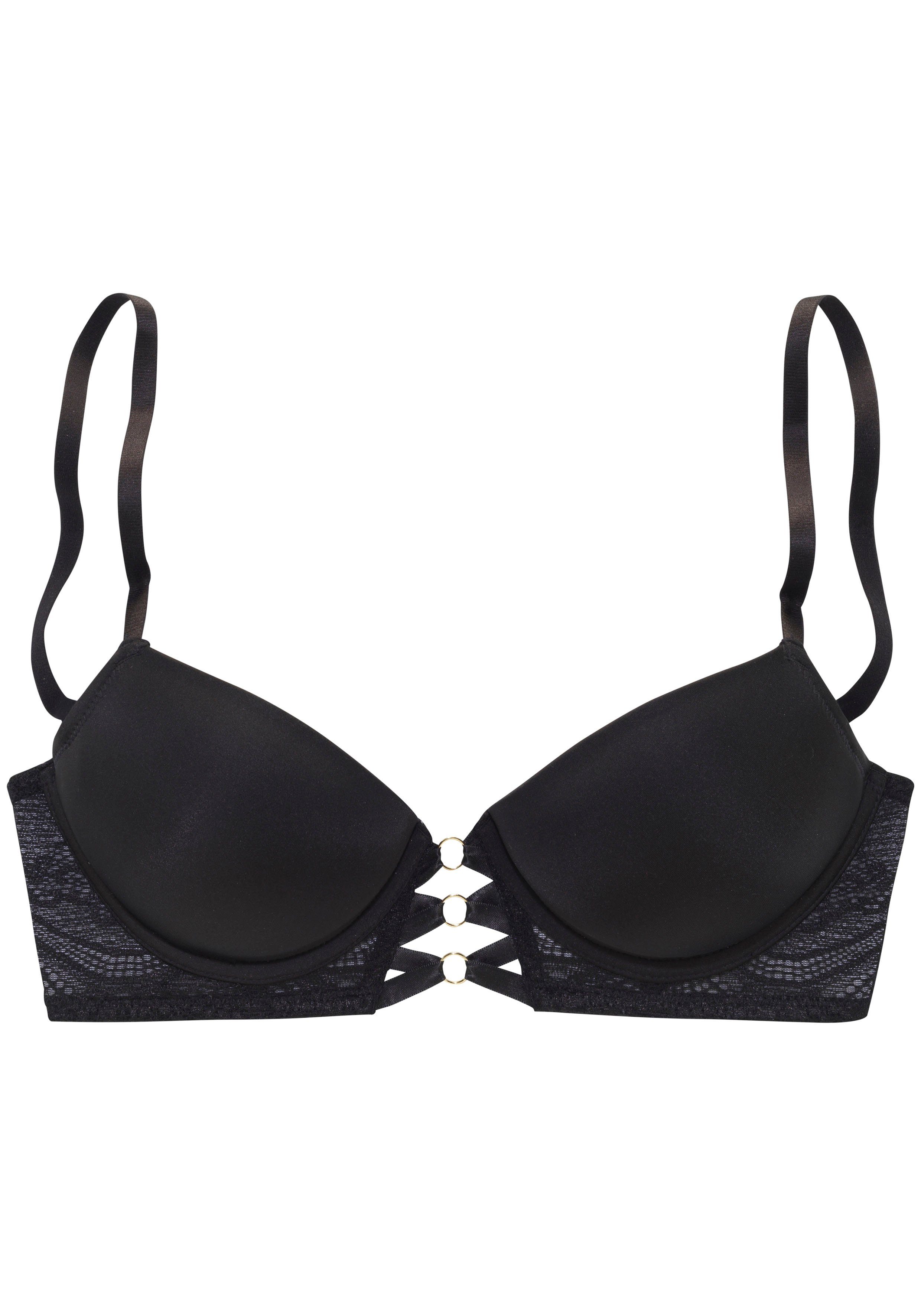 Lascana Push-up-bh Eleonora met fijne vetersluiting in satijnlook en lintdetail, sexy lingerie