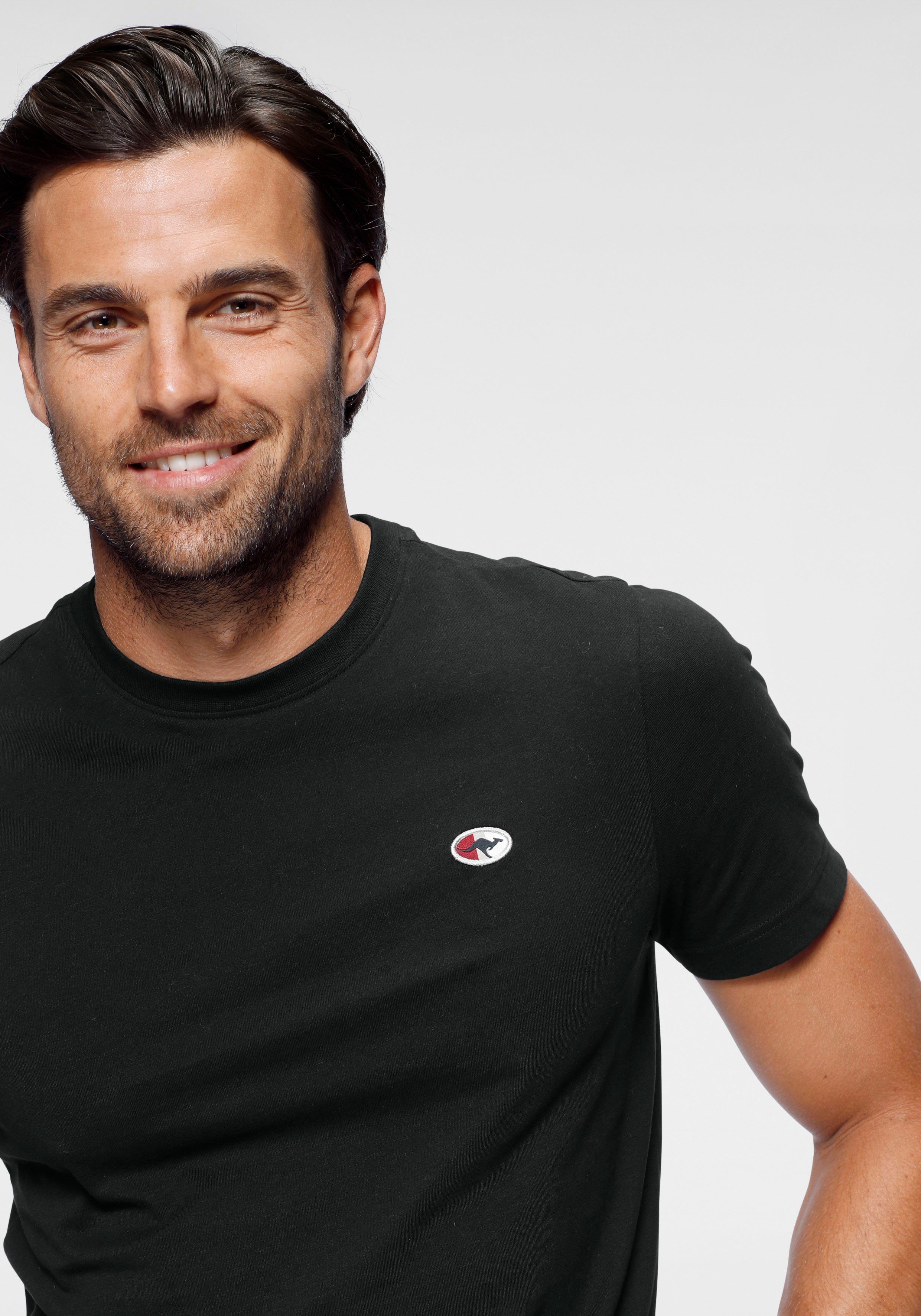 KangaROOS T-shirt Korte mouwen, effen, ronde hals, van katoen, van single jersey