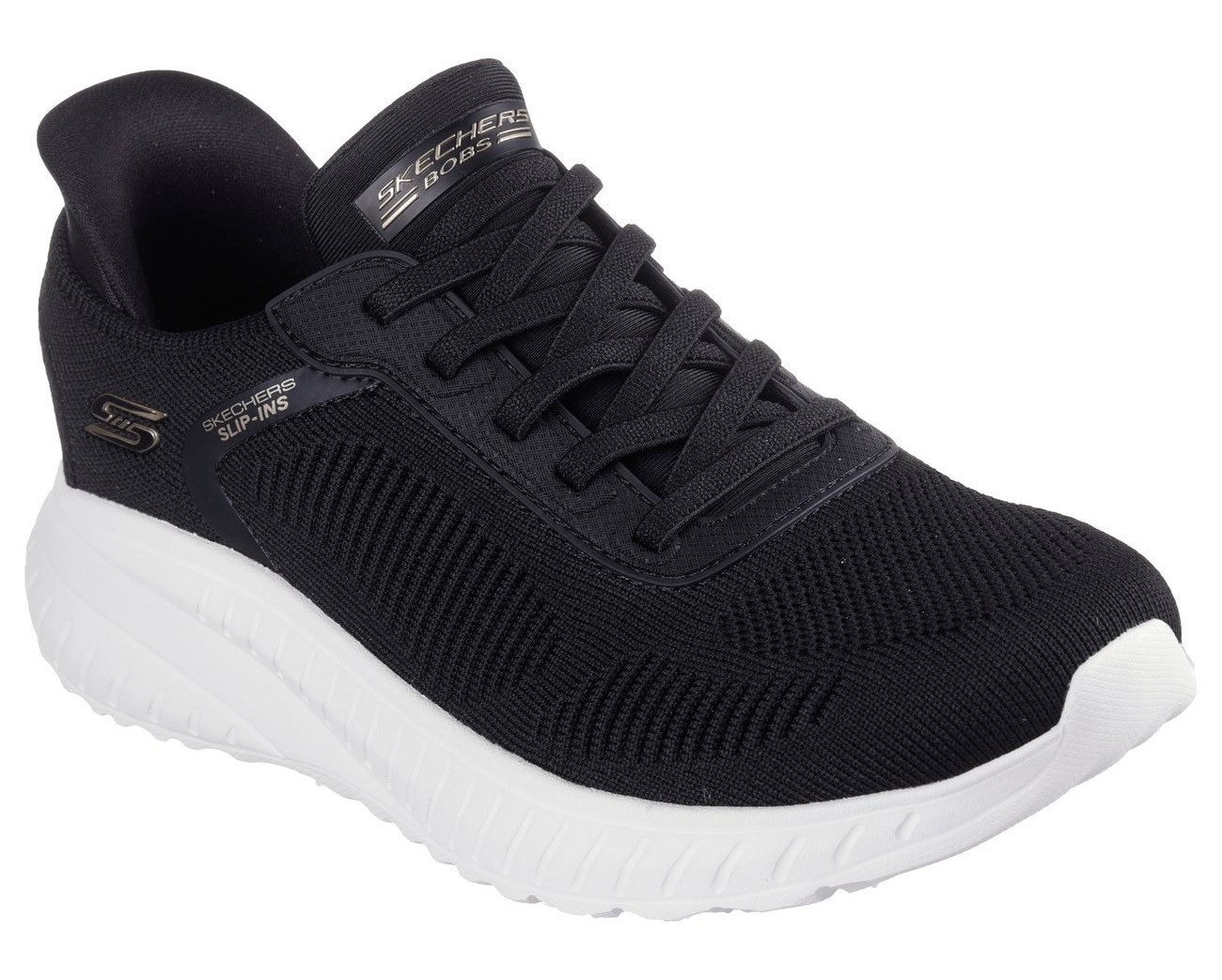 Skechers Slip-on sneakers BOBS SQUAD CHAOS-CURRENT MUSE , slippers, vrijetijdsschoen in vegan uitvoering dames lage sneakers maat 40 zwart