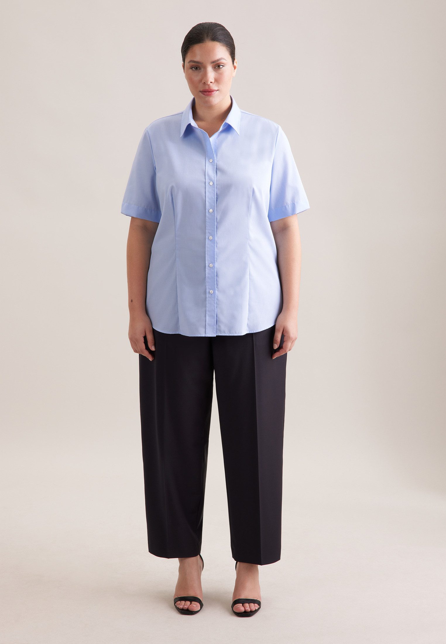 seidensticker Overhemdblouse Zwarte roos 1/2 kraag uni