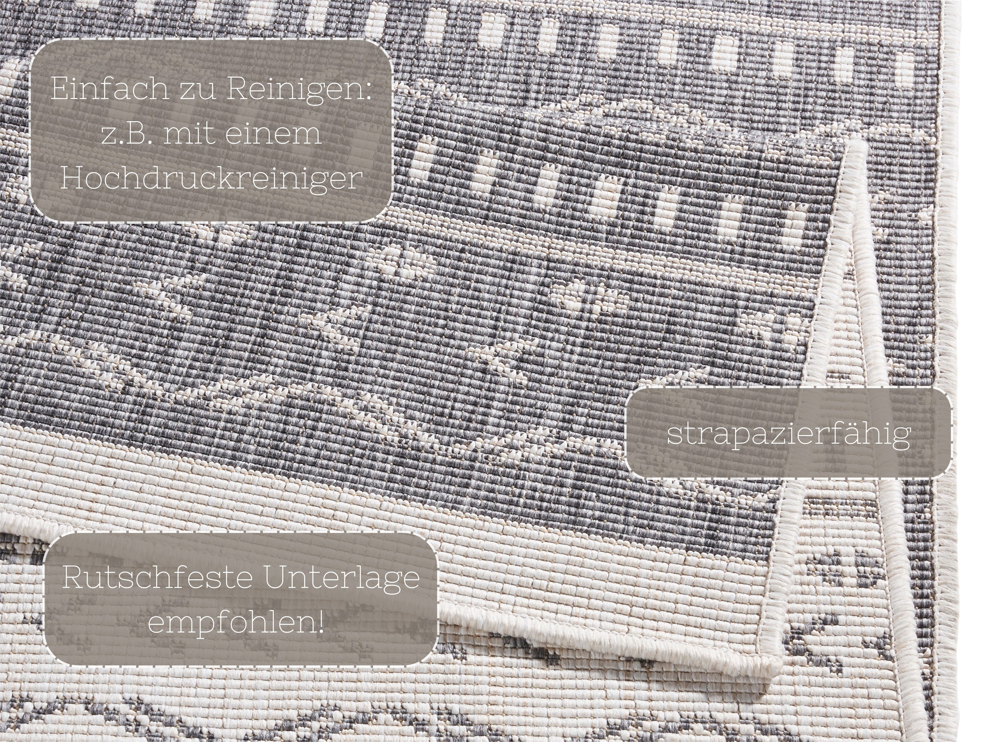 NORTHRUGS Vloerkleed Kuba omkeerbaar tapijt Binnen- en buitengebruik, weerbestendig, balkon, loper, woonkamer, waterbestendig