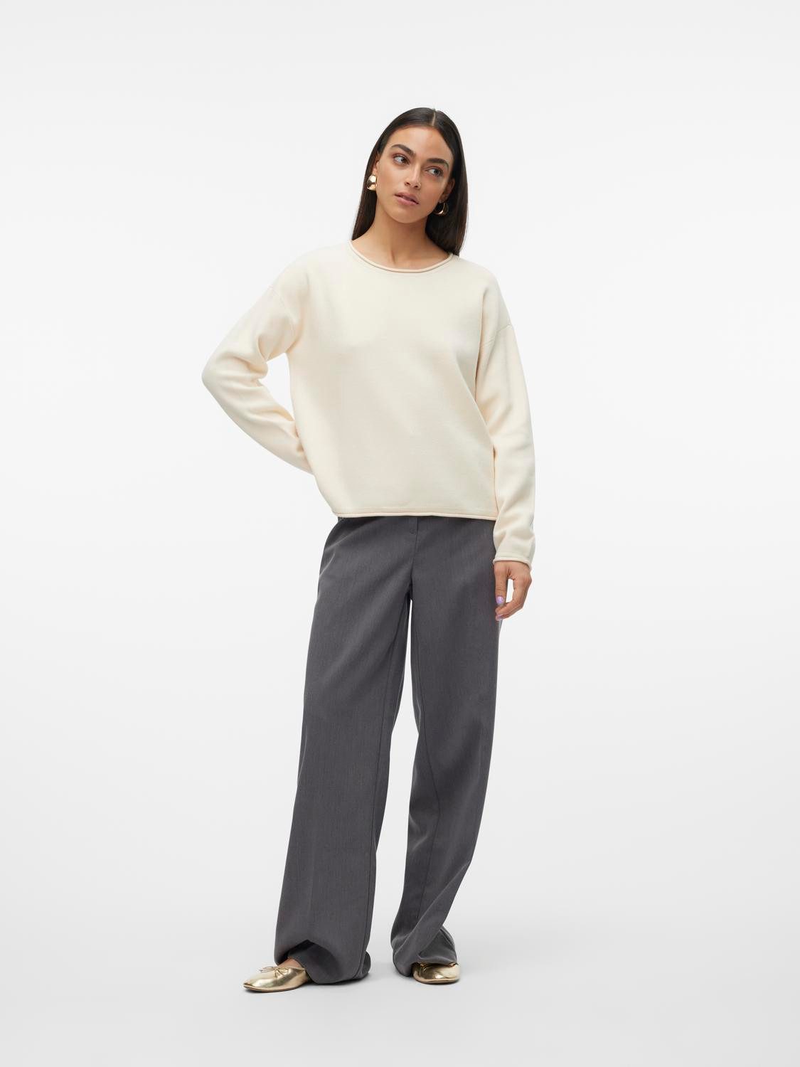 Vero Moda Gebreide trui VMGOLD ROLL LS O-NECK PULLOVER GA