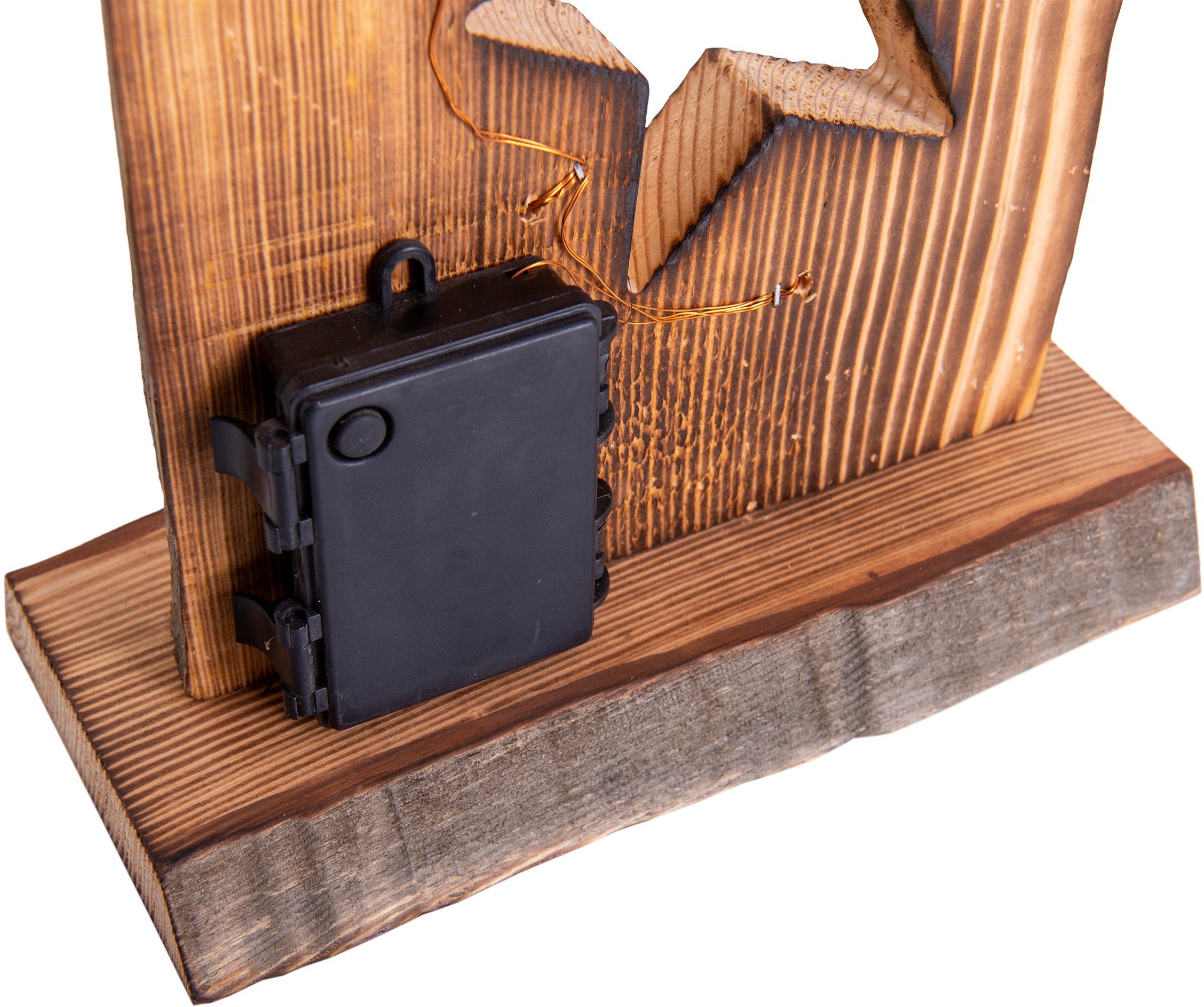 näve Led-tuinlamp Houten led-kerstverlichting met stermotief, kerstversiering buiten incl. 23x leds 2800k,incl. batterijvak met timerfunctie (6on/18off)