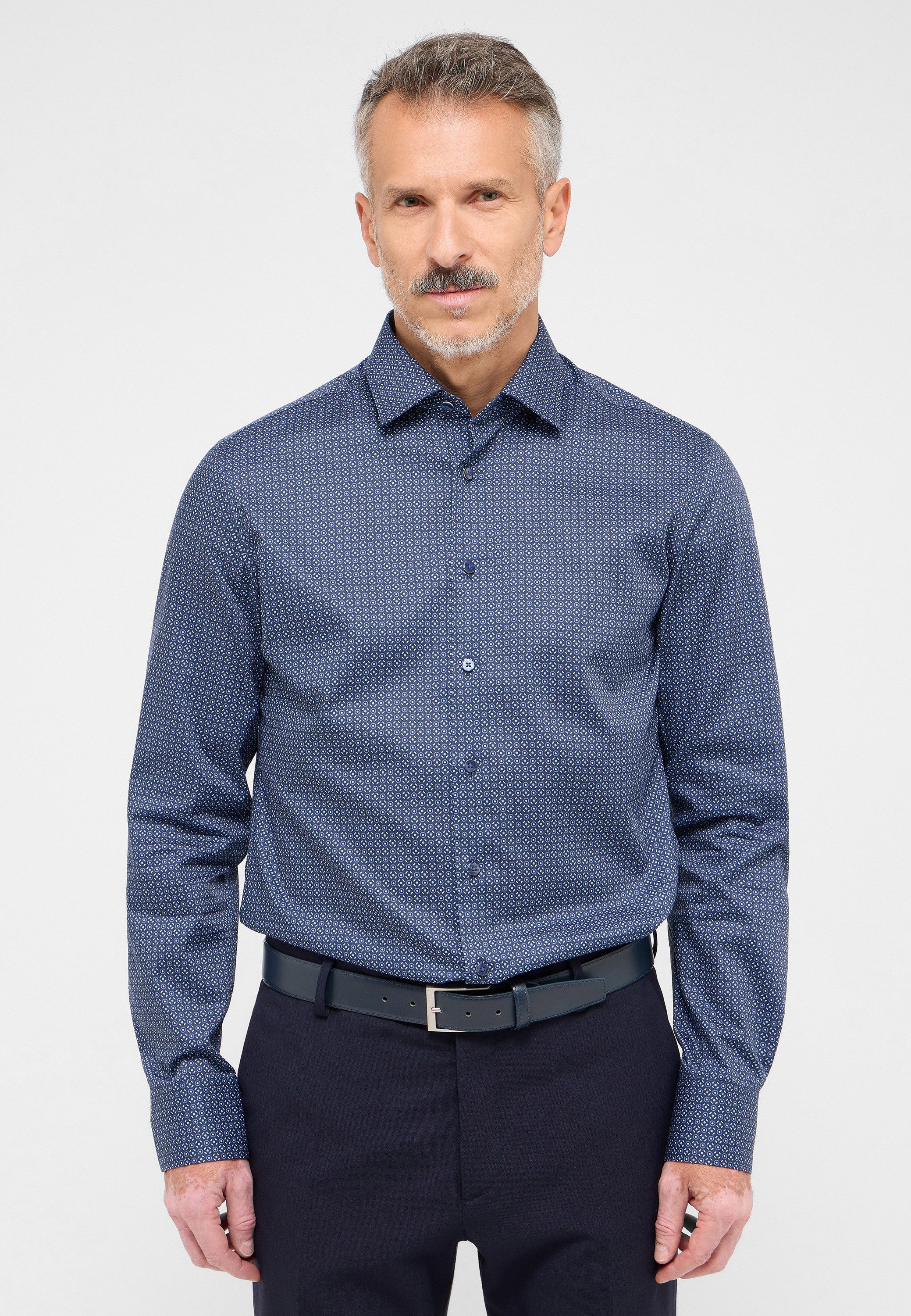Eterna Overhemd met lange mouwen Slim fit NON IRON (strijkvrij) heren overhemden maat 38 blauw