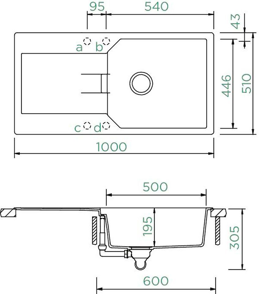 Schock Granieten spoelbak Manhattan D-100L