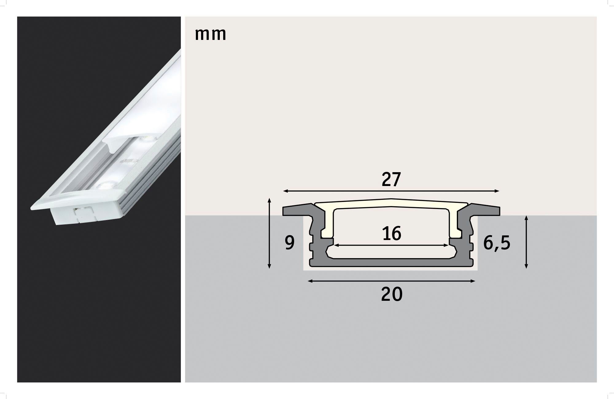 Paulmann Led-strepen Vloer Profiel met Diffuser 100cm Geanodiseerd Alu, Satin, Alu/Kunststof Alu (1 stuk)