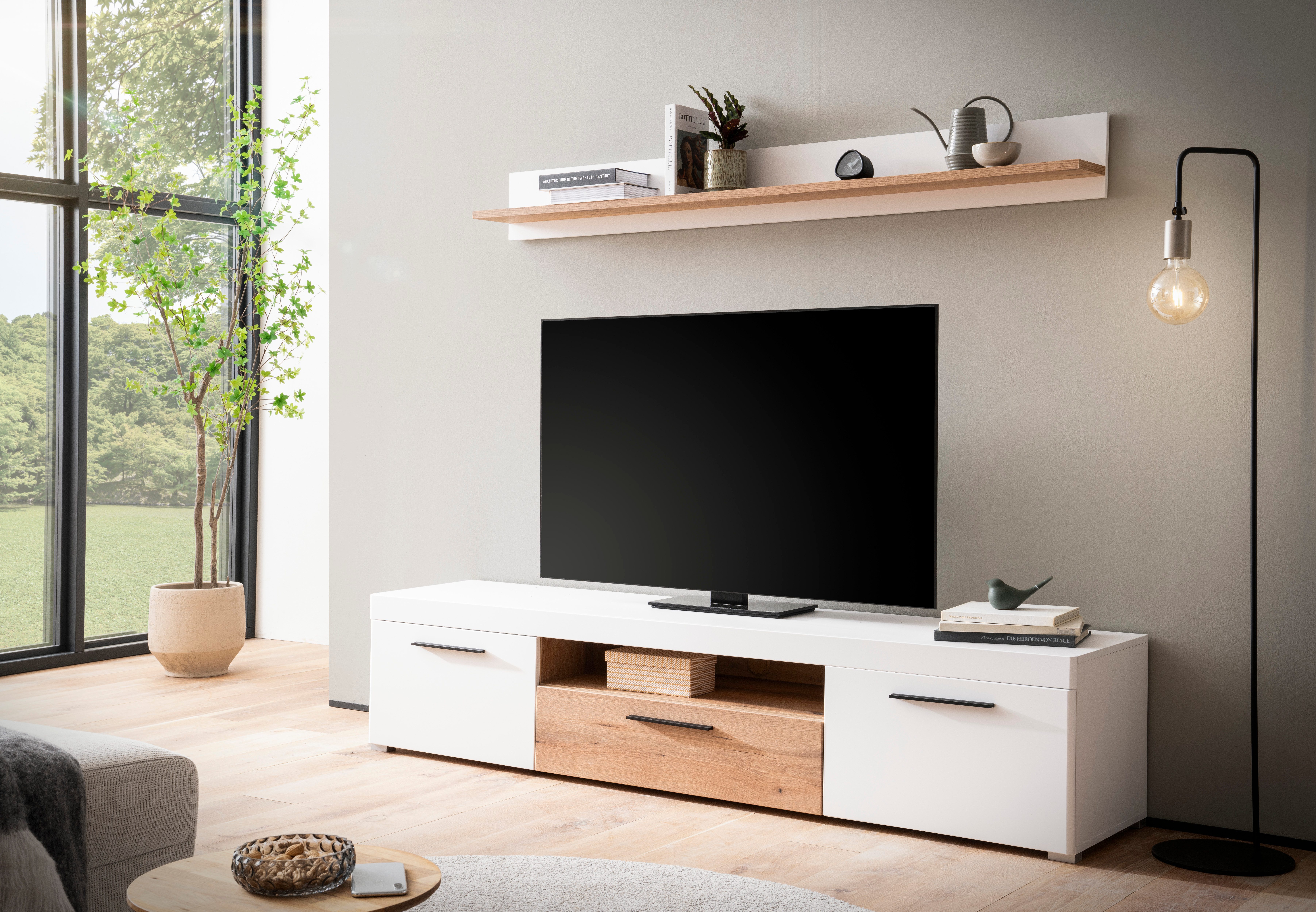 INOSIGN Wandmeubel Salerno, moderne wandmeubel, woonkamer-set, Wit met Eik Evoke Decor (set, 2-delig) tv-wandmeubels wit
