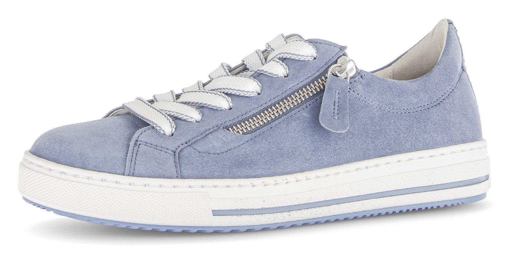 Gabor Plateausneakers Florence , veterschoenen, lage schoen met contraststiksels op de hiel, g-breedte dames lage sneakers maat 40 blauw