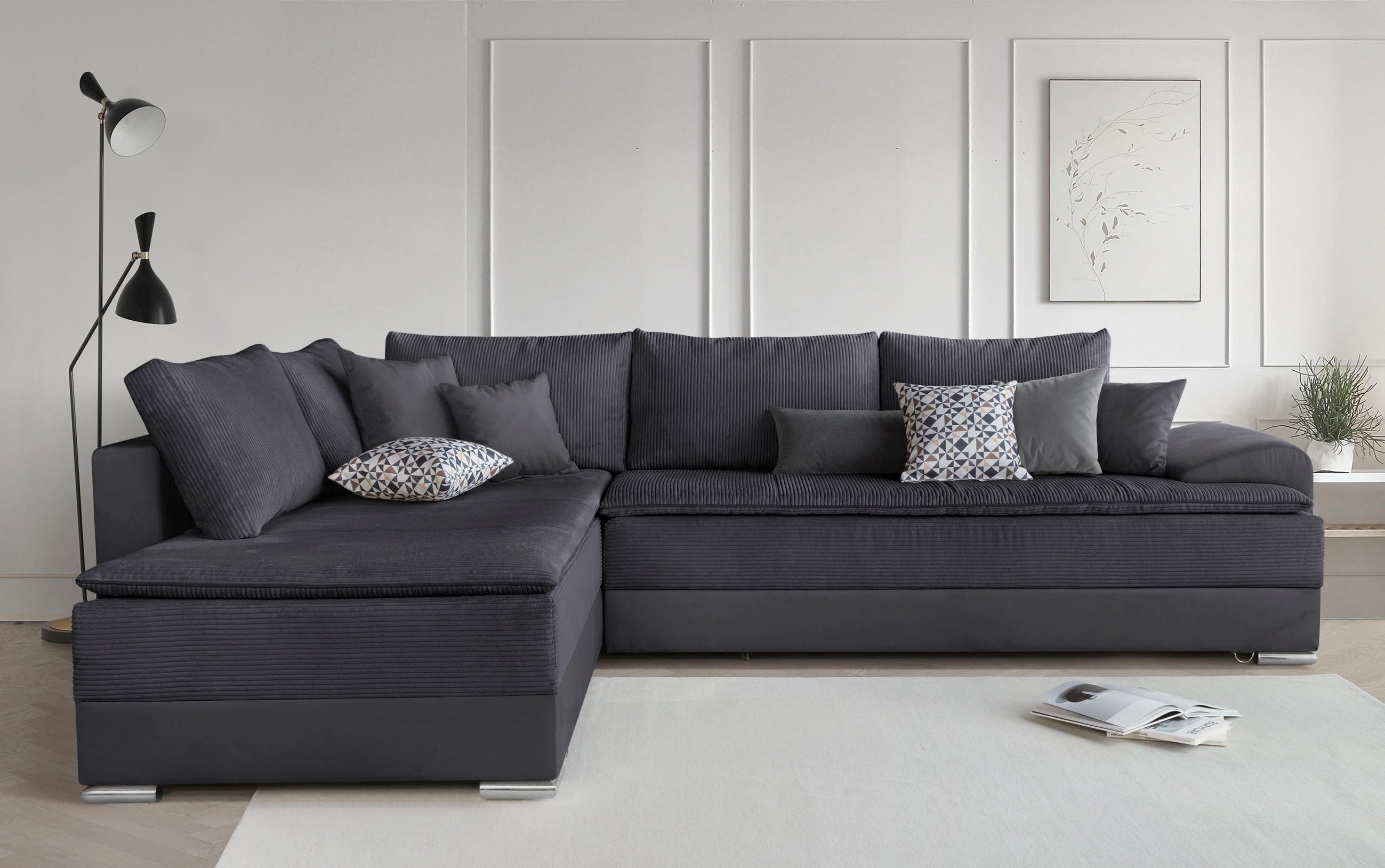 INOSIGN Hoekbank Night & Day L-vorm met permanente slaapfunctie met armleuning met boxspring-bedfunctie 180x200 cm en opberglade, doorlopend slaper!