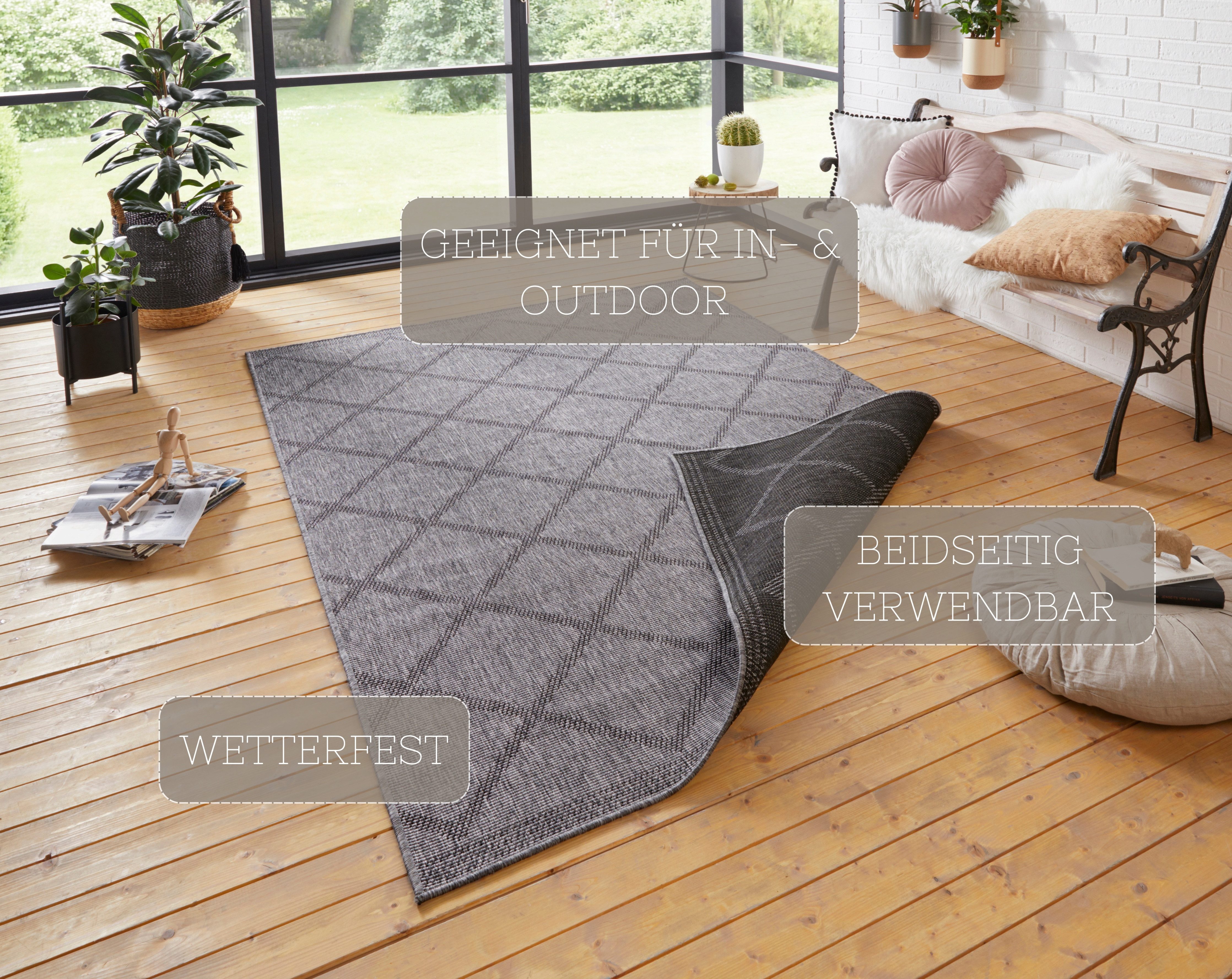HANSE Home Vloerkleed Corsica tweezijdig te gebruiken kleed Binnen- en buitengebruik, weerbestendig, balkon, loper, woonkamer, waterbestendig