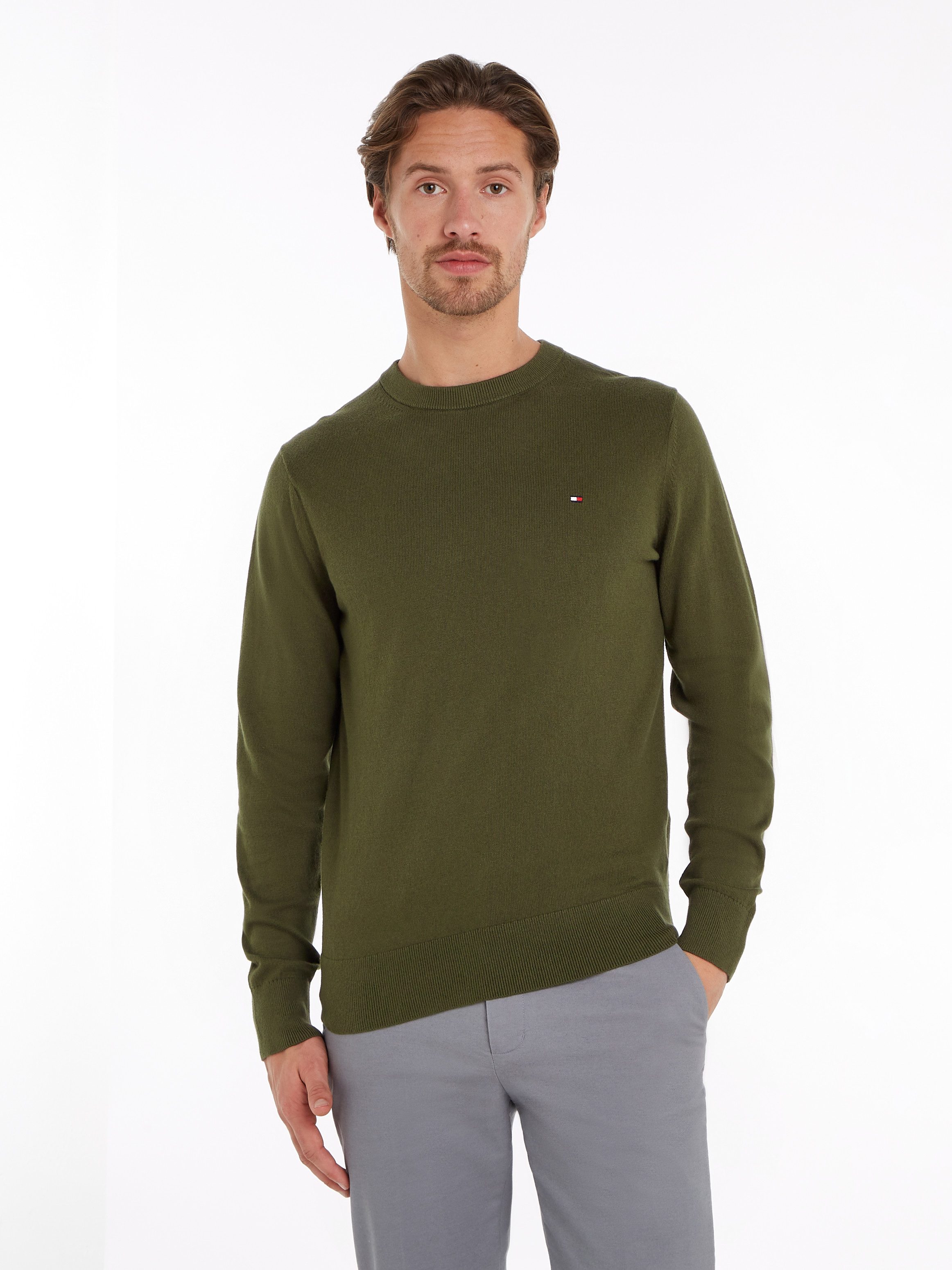 Tommy Hilfiger Trui met ronde hals PIMA ORG CTN CASHMERE CREW NECK heren pullovers maat S groen