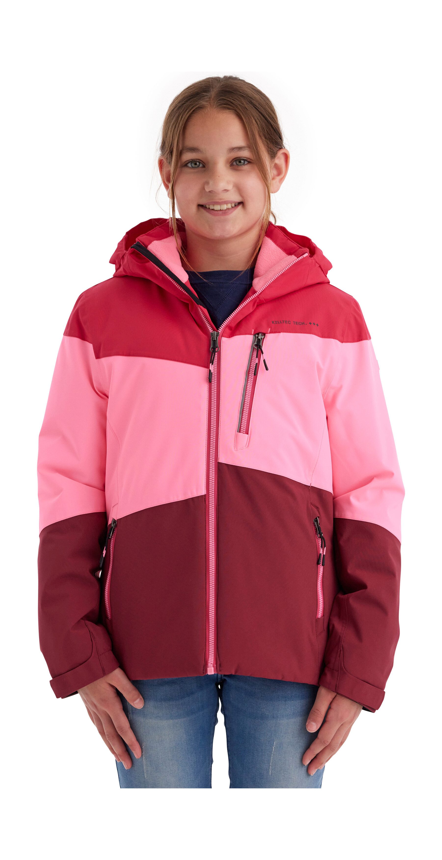 Killtec Outdoorjack KOW 170 GRLS JCKT Functionele jack met capuchon en sneeuwvang, waterdicht meisjes jassen maat 140 roze