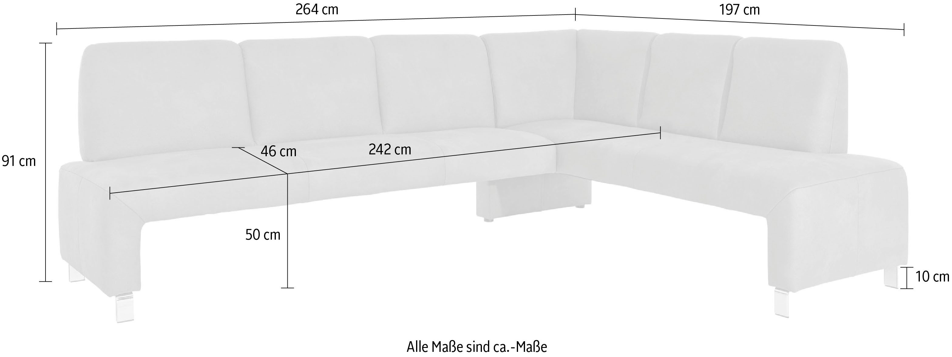 exxpo - sofa fashion Hoekbank Intenso, modern, keuze uit leer of textiel, 264/197 cm (B/D) hoge bodemvrijheid, vrij in de ruimte te plaatsen, hoog zitcomfort