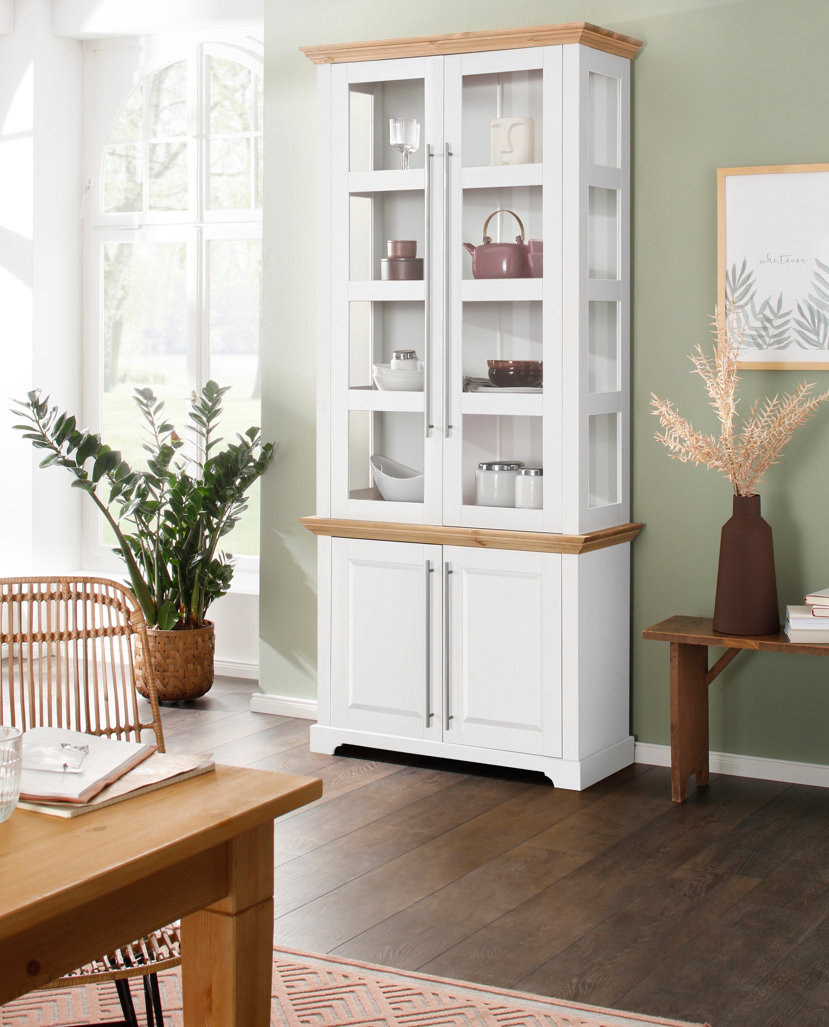 Home affaire Vitrinekast Meliss van massieve dennen, fsc® breedte 94 cm